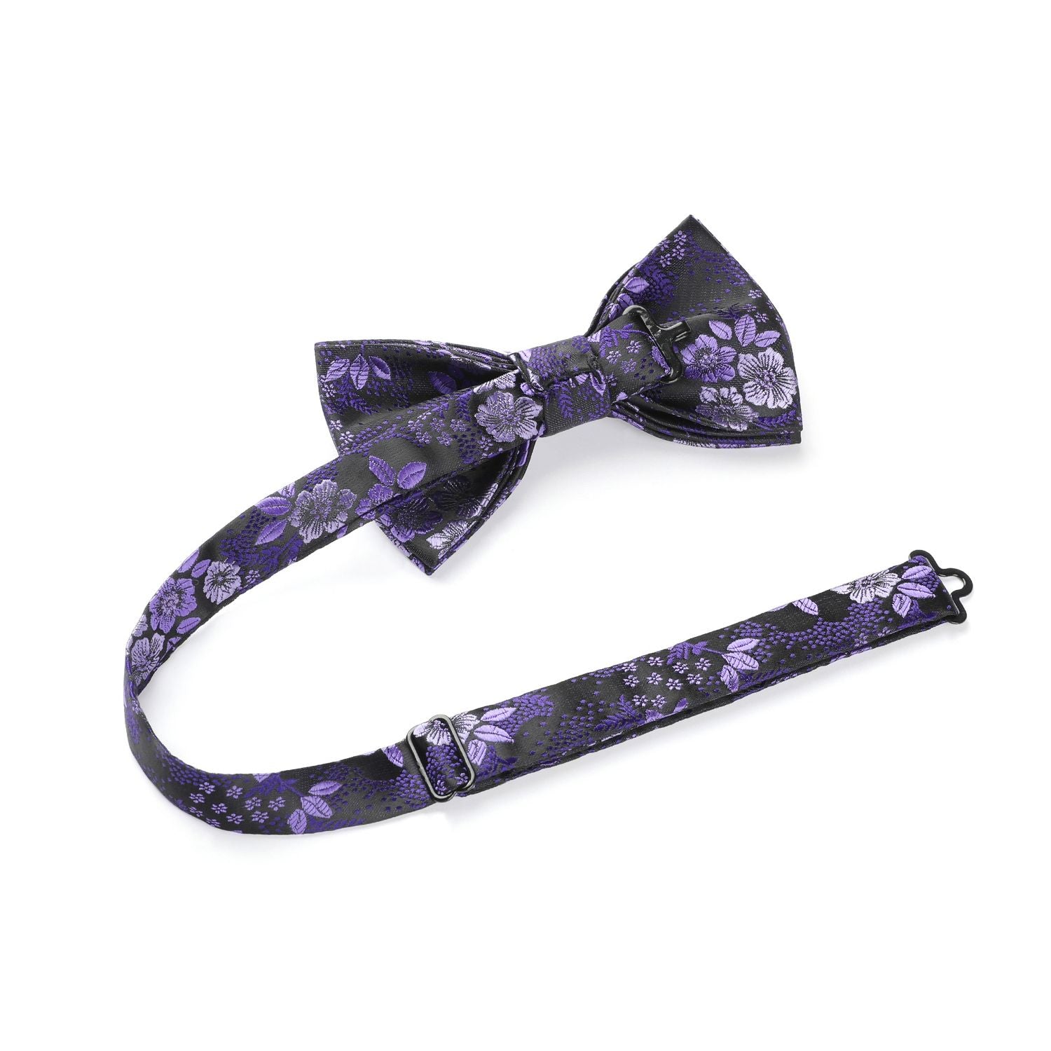 Floral Pre-Tied Bow Tie & Pocket Square - D-PURPLE 6