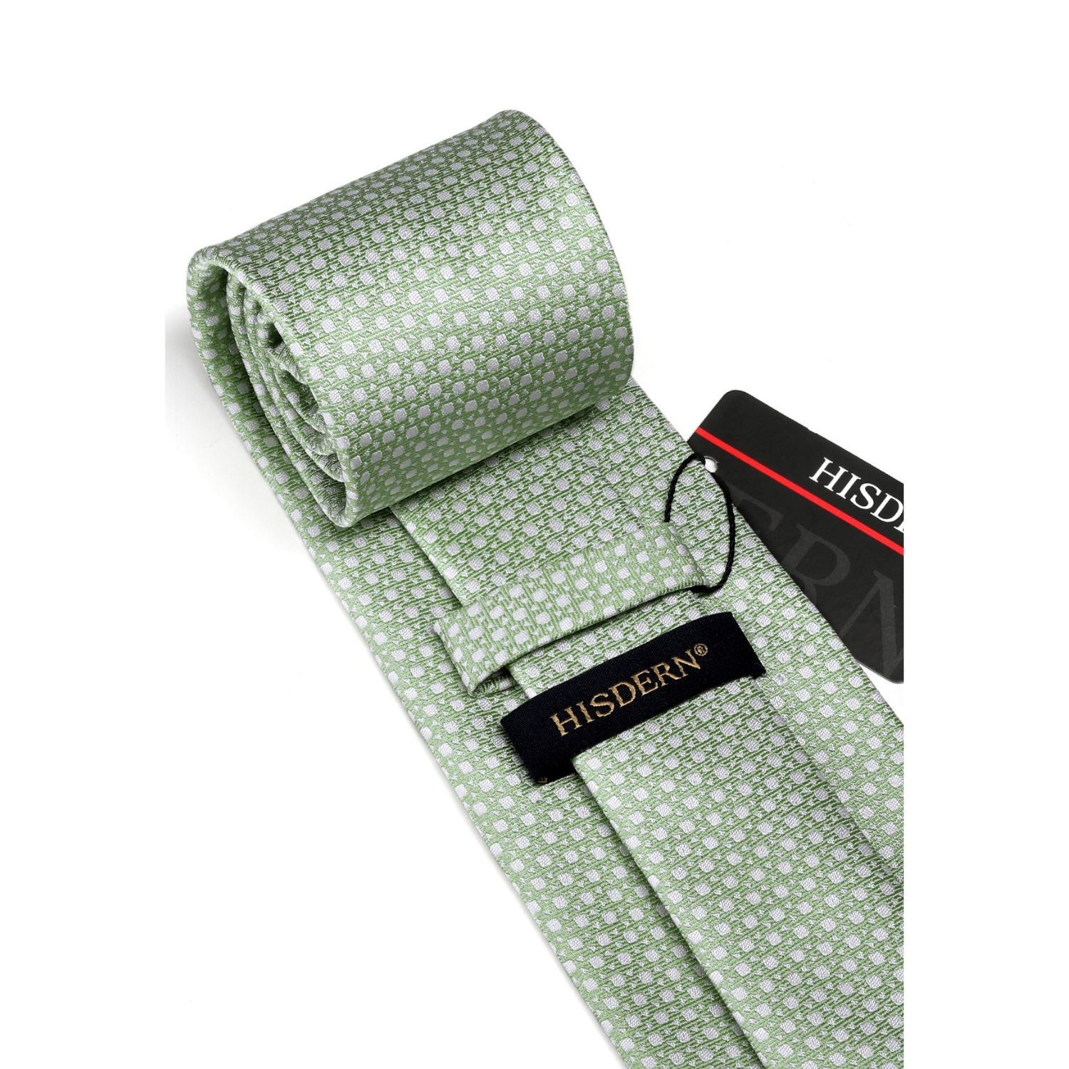Houndstooth Tie Handkerchief Set - 02-SAGE GREEN