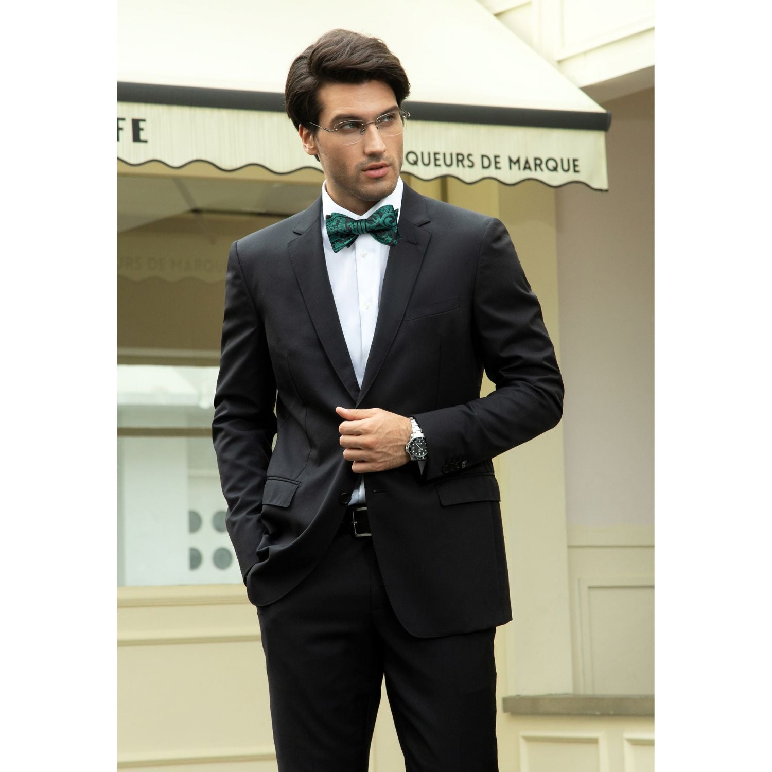 Paisley Bow Tie & Pocket Square - TEAL-4