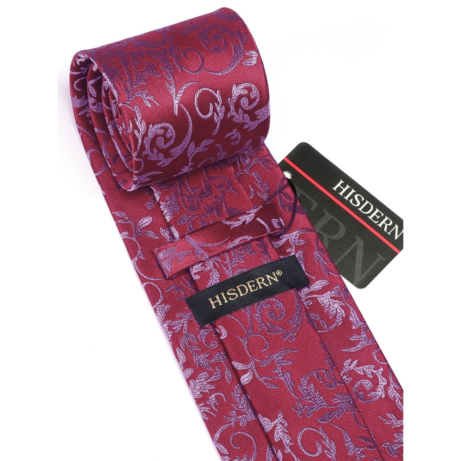 Floral Tie Handkerchief Cufflinks - RED