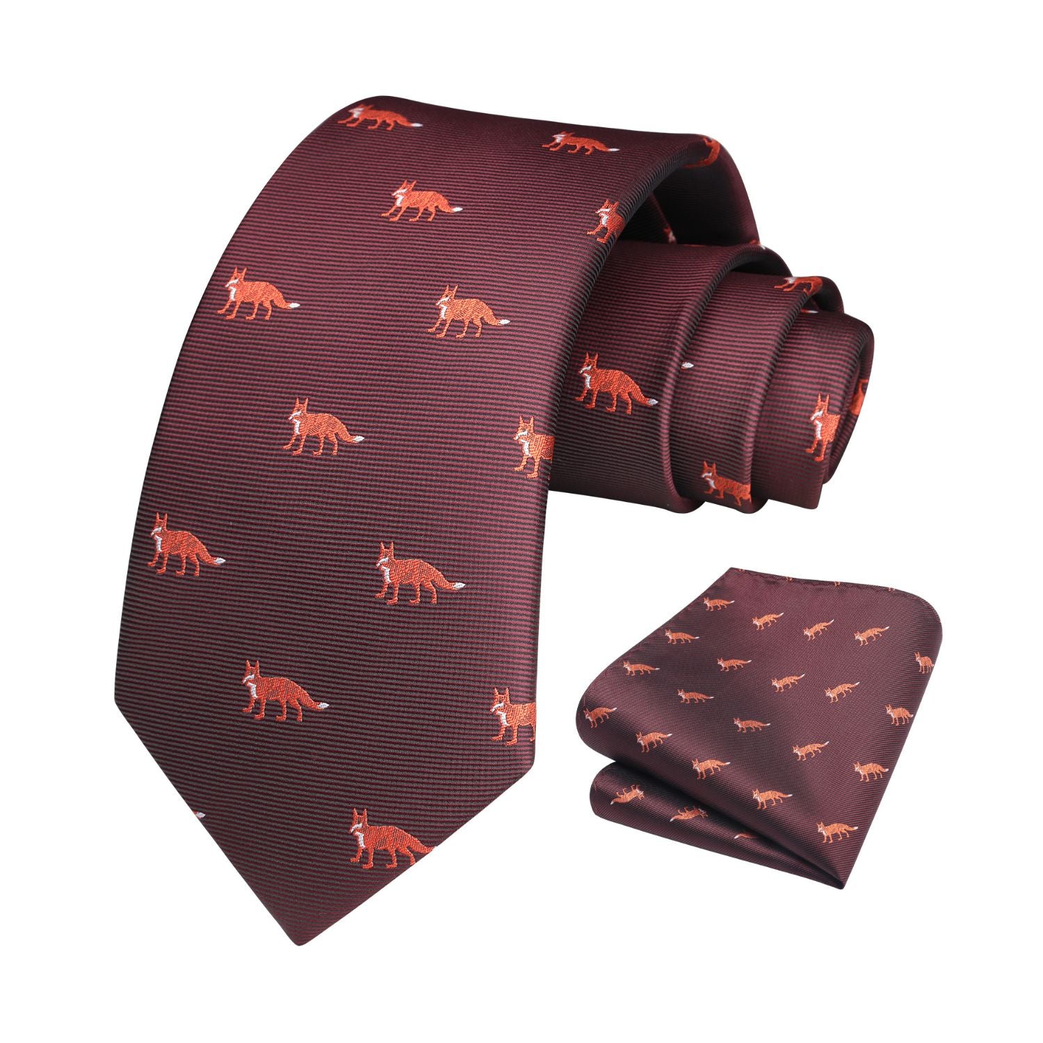 Fox Tie Handkerchief Set - MAROON