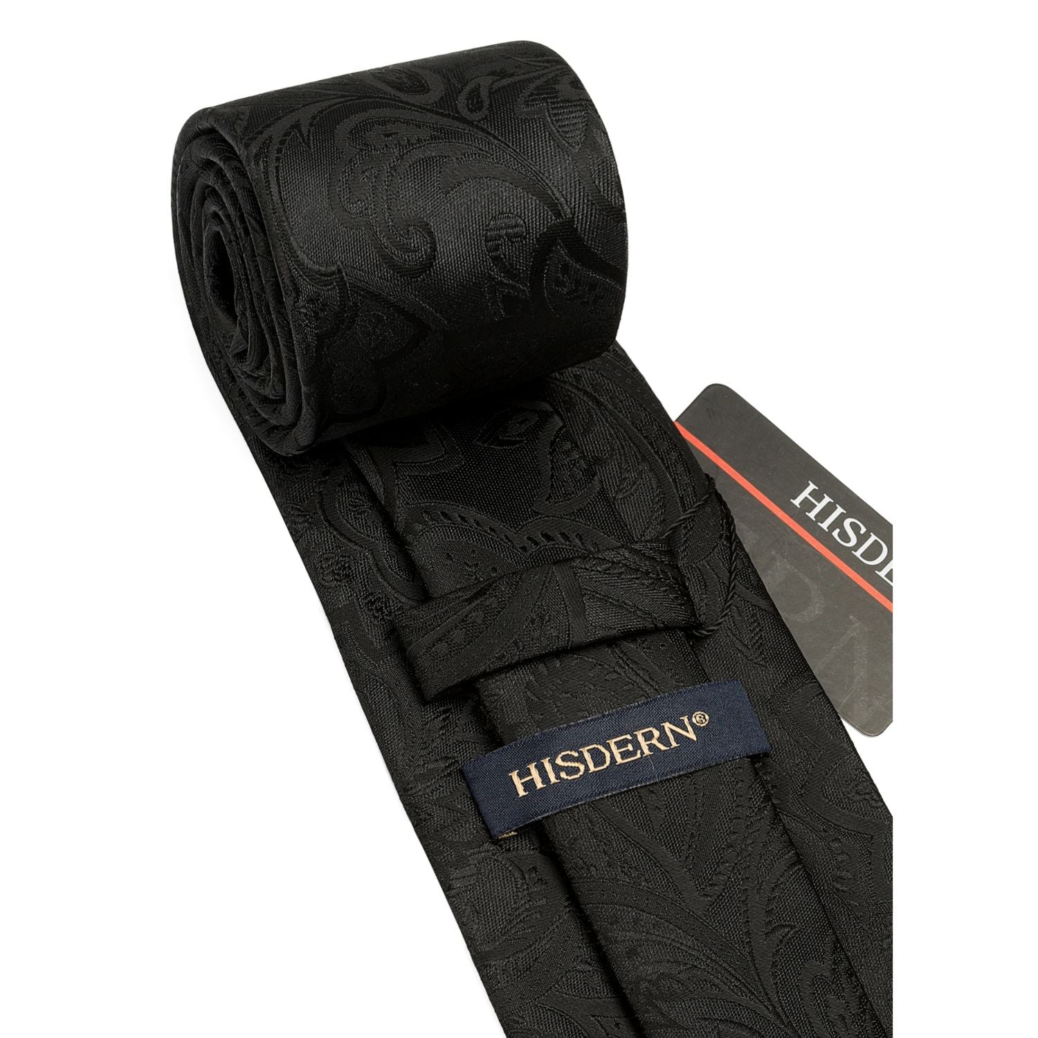 Floral 3.4 inch Tie Handkerchief Set - 10-BLACK