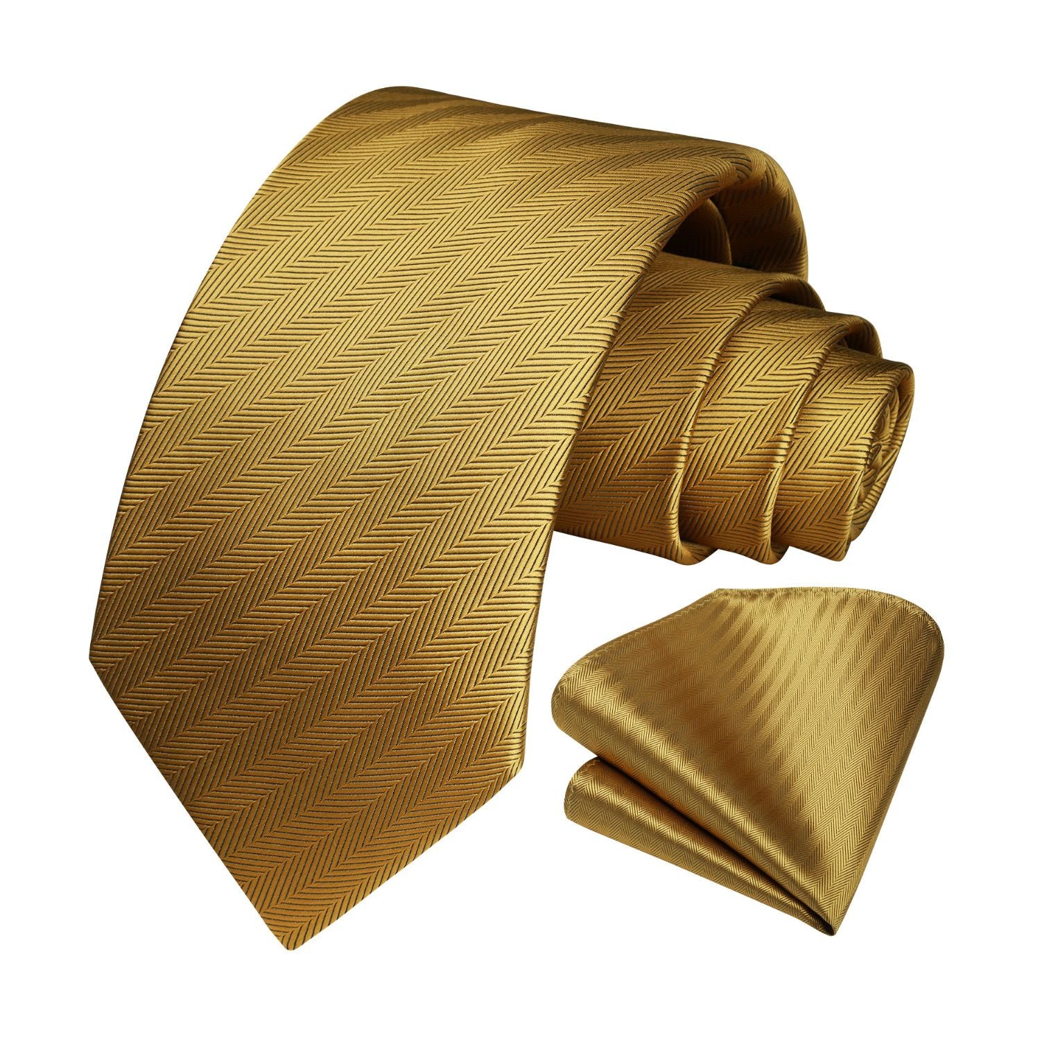 Houndstooth Tie Handkerchief Set - E3 GOLD STRIPED