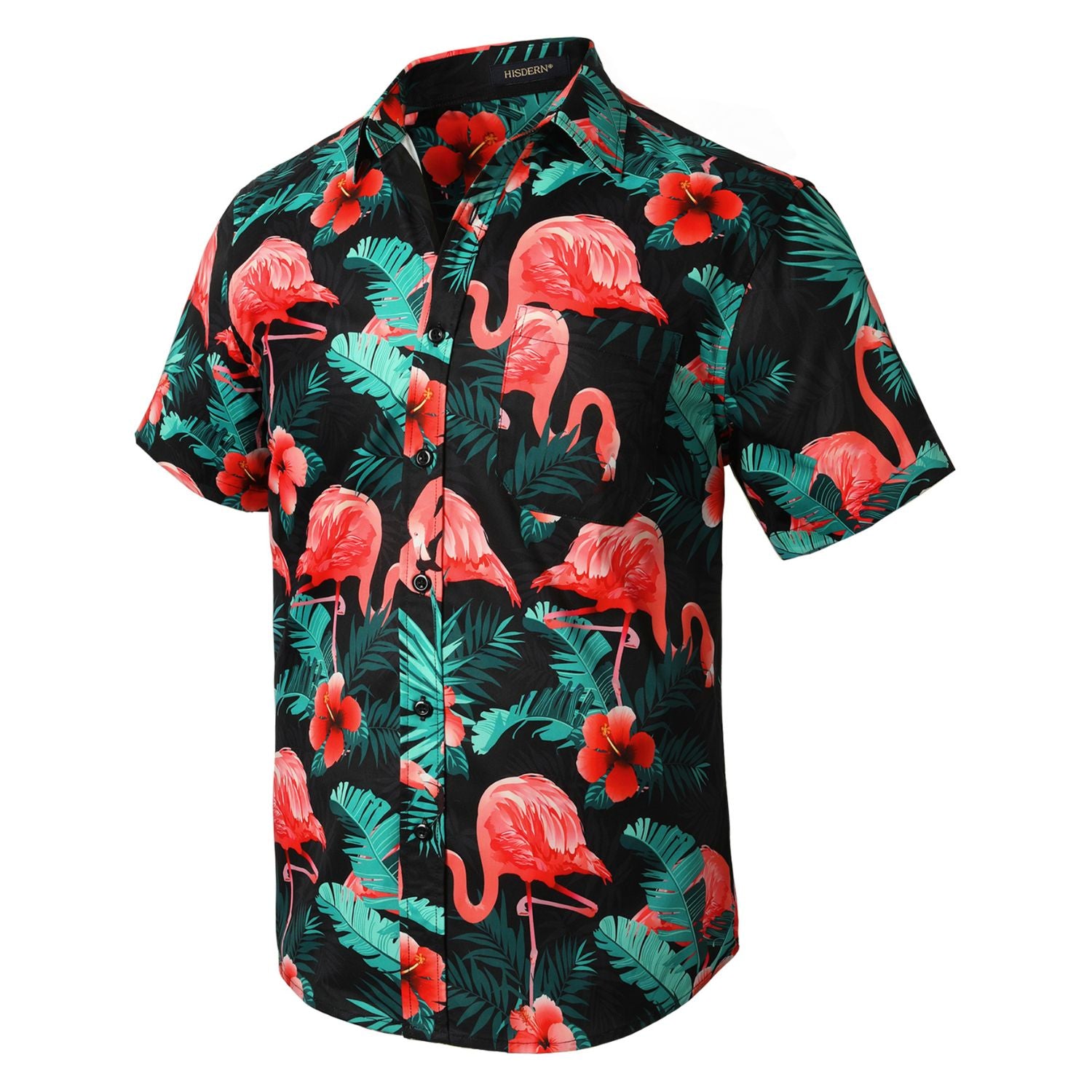 Hawaiian Tropical Shirts with Pocket - A-AQUA