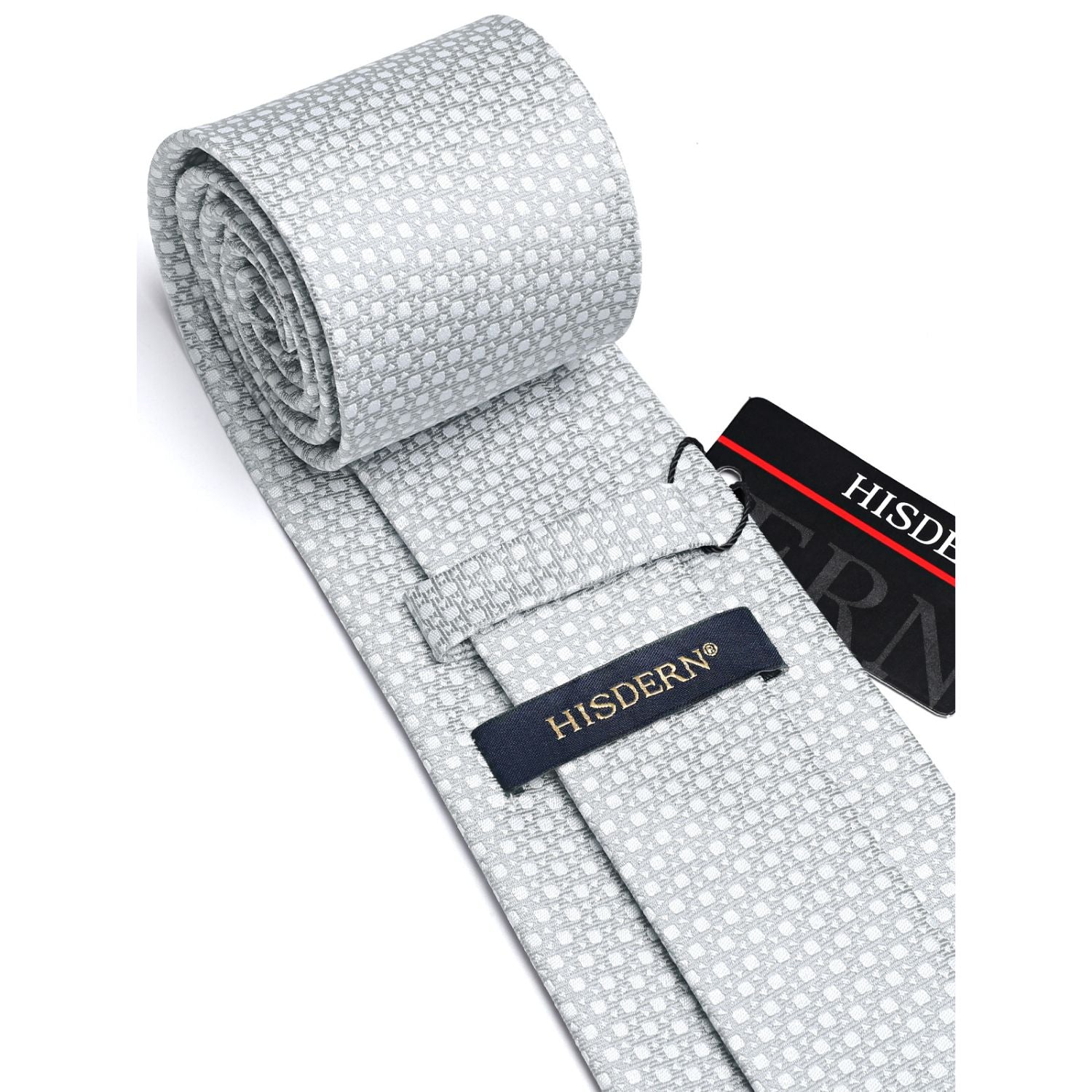 Houndstooth Tie Handkerchief Set - F-SILVER/GREY
