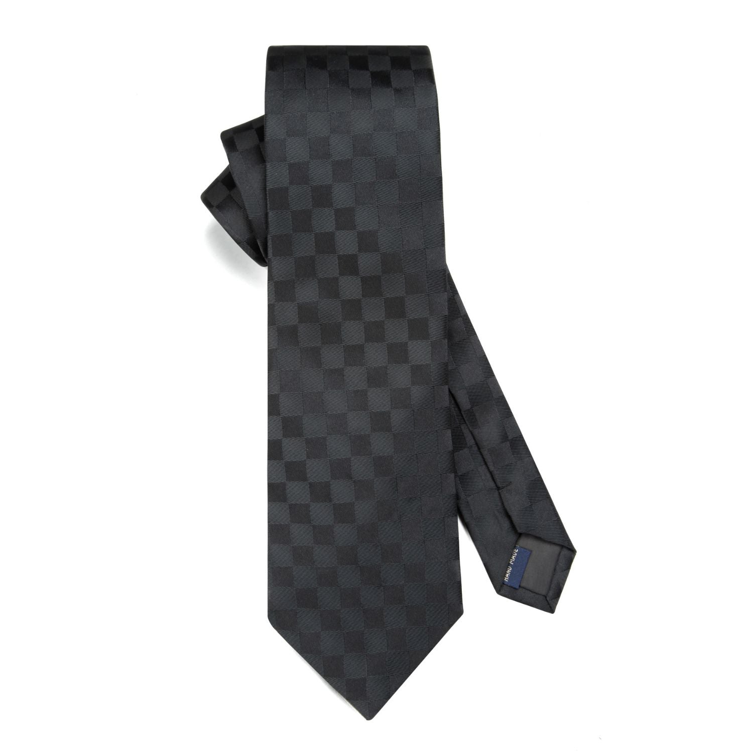 Plaid Tie Handkerchief Set - 073-BLACK GEOMETRIC