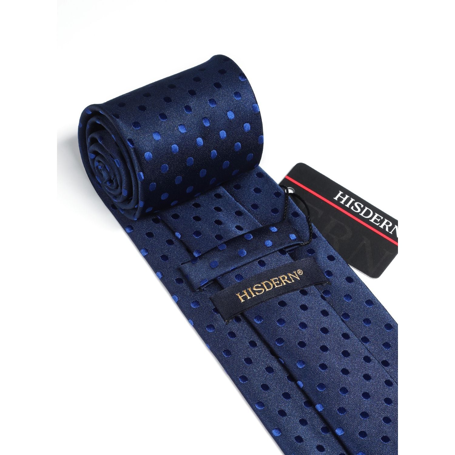 Polka Dot Tie Handkerchief Set - B3-BLUE POLKA DOT