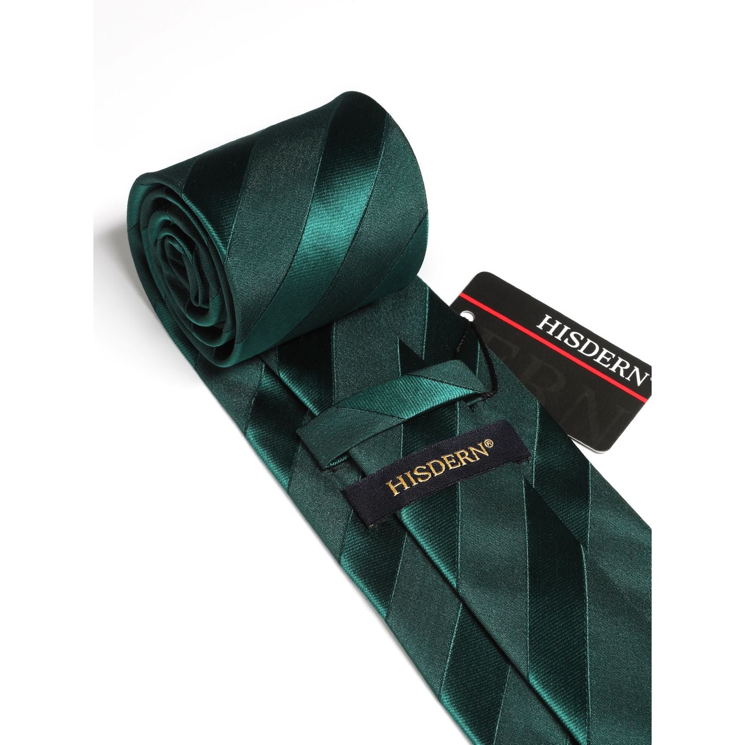 Stripe Tie Handkerchief Set - 02-GREEN