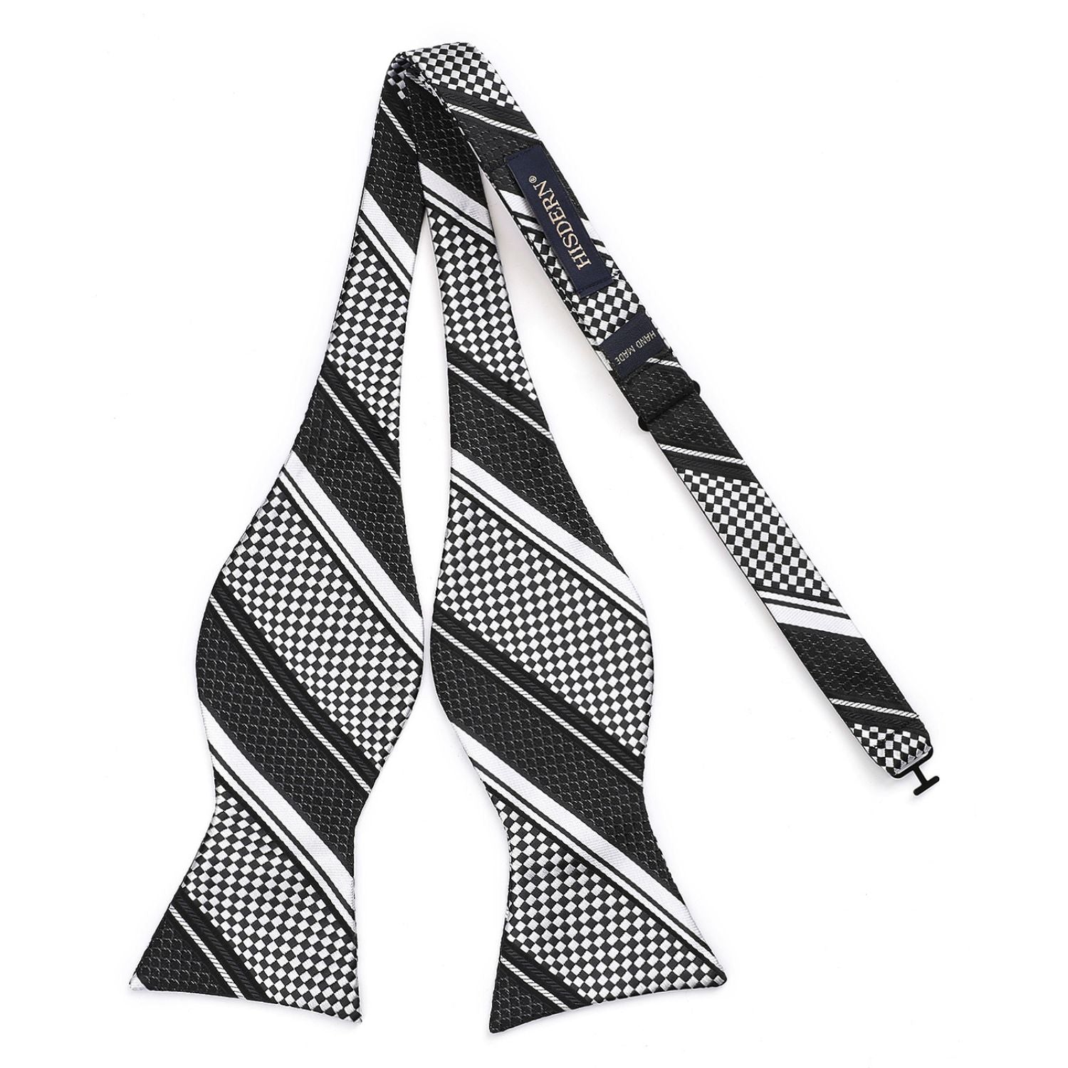 Stripe Bow Tie & Pocket Square - 01-BLACK/WHITE