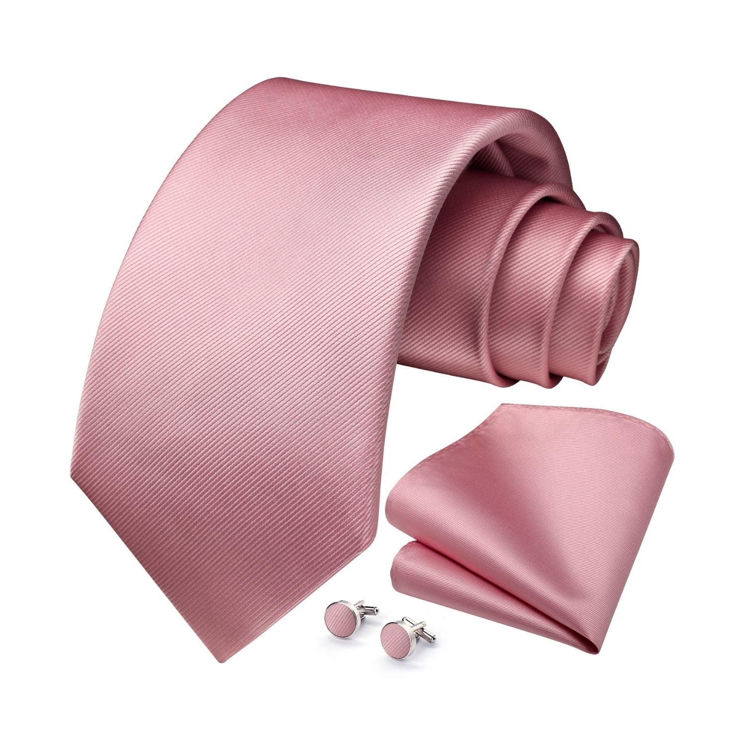 Solid Tie Handkerchief Cufflinks - PINK