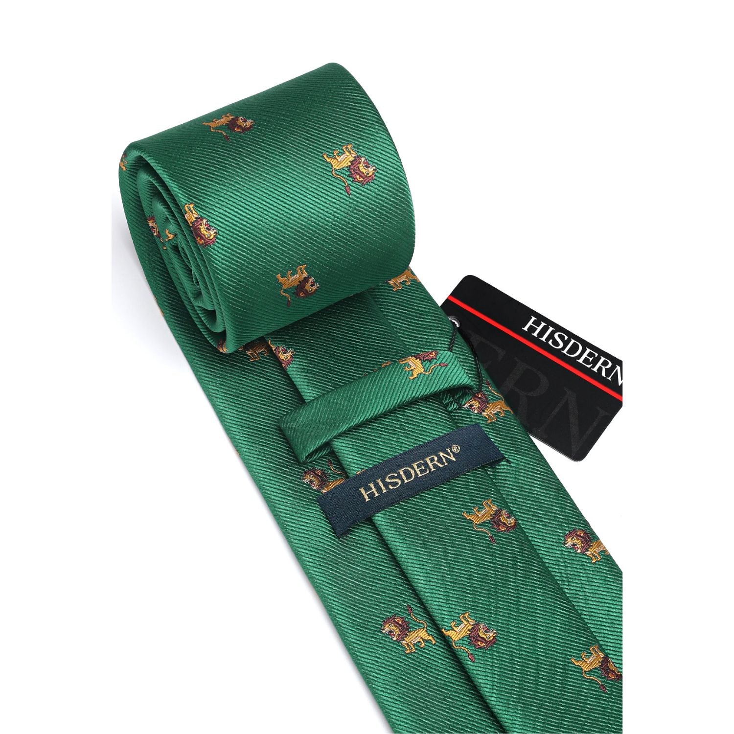 Lion Tie Handkerchief Set - GREEN