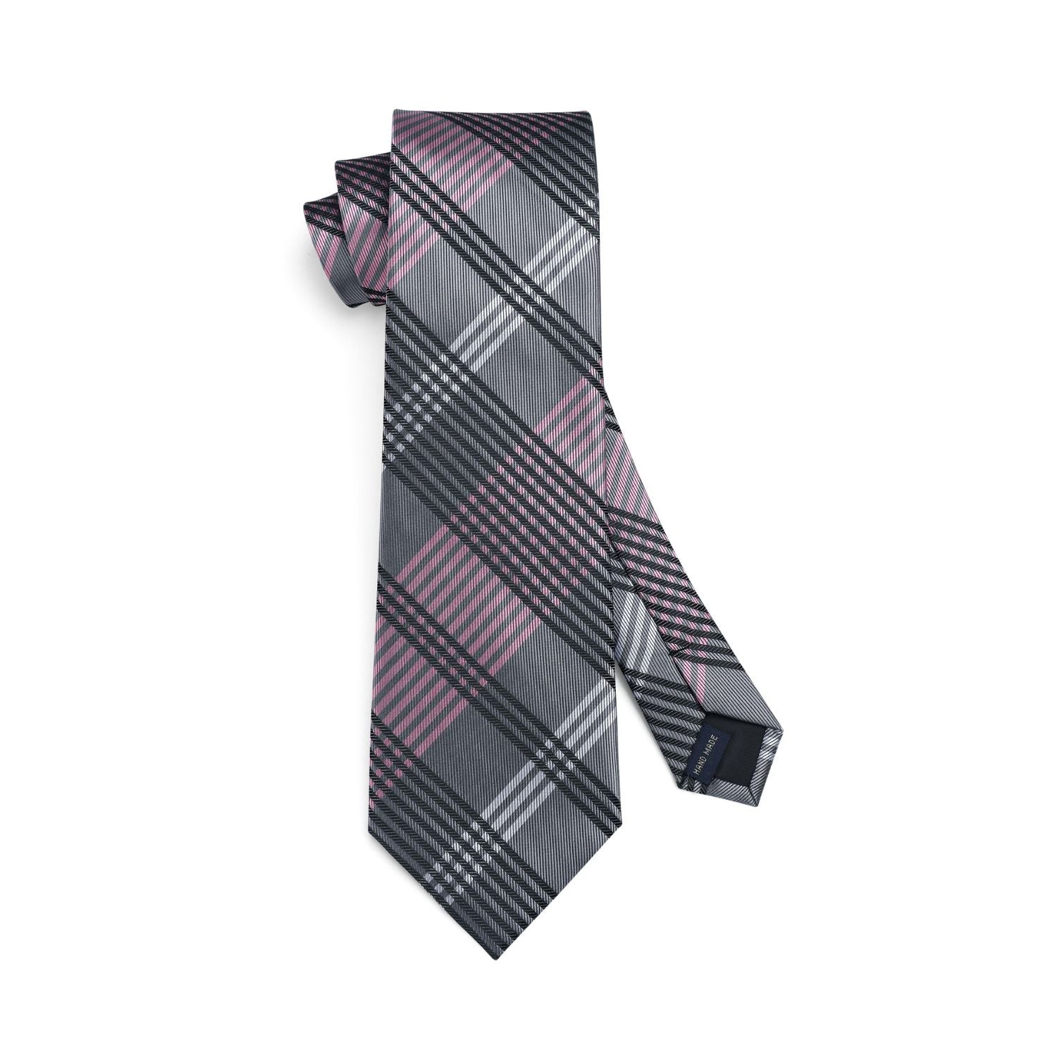 Plaid Tie Handkerchief Set - 14 BLACK