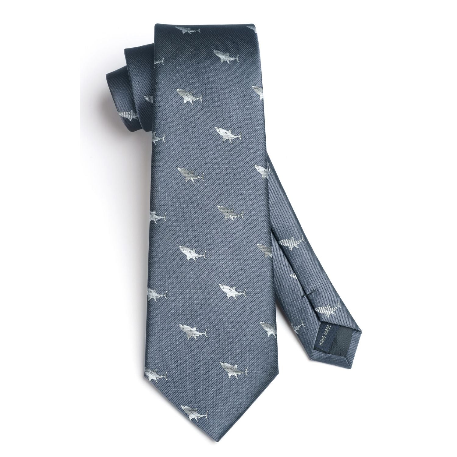 Shark Tie Handkerchief Set - NAVY BLUE-1