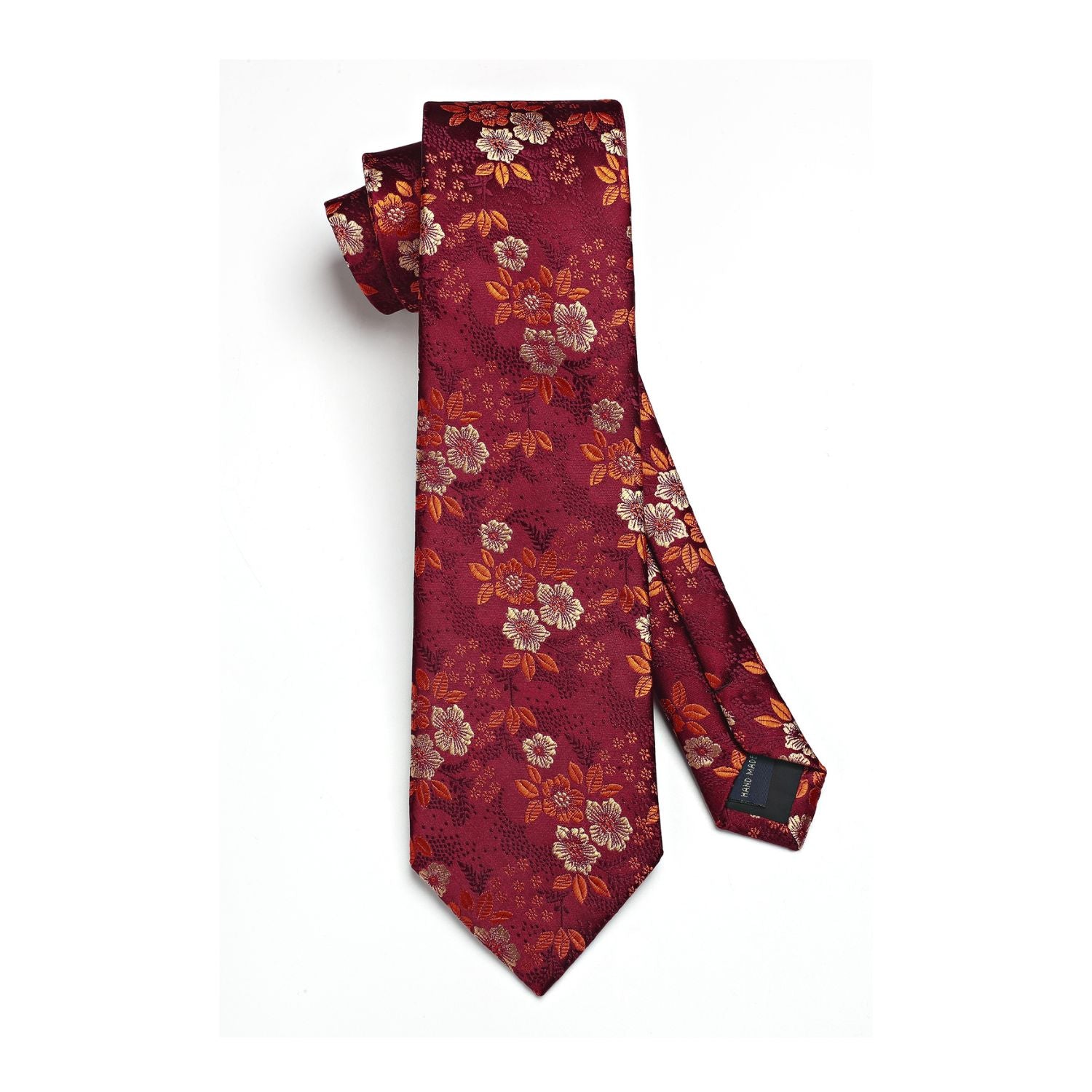 Floral Tie Handkerchief Set - W-BURGUNDY