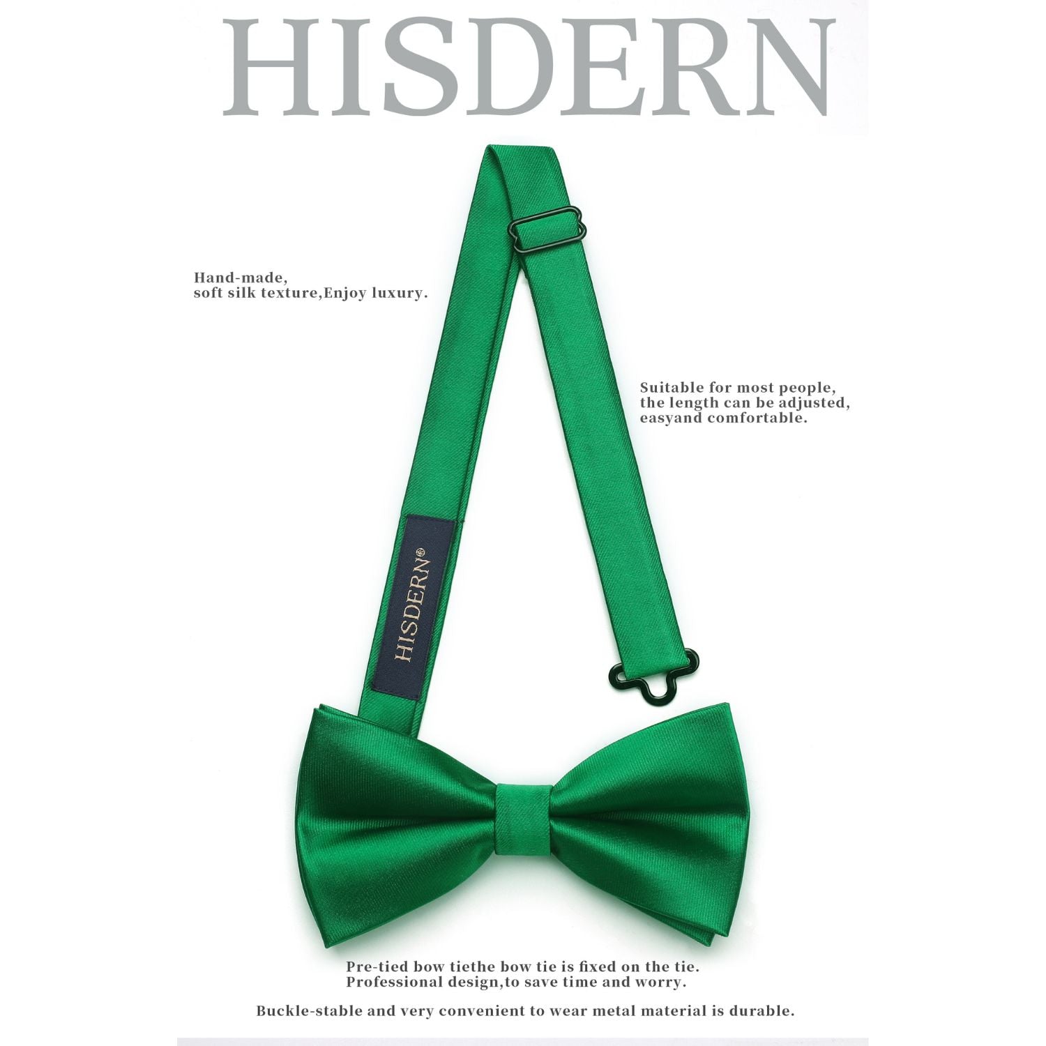 Solid Pre-Tied Bow Tie - GREEN-2