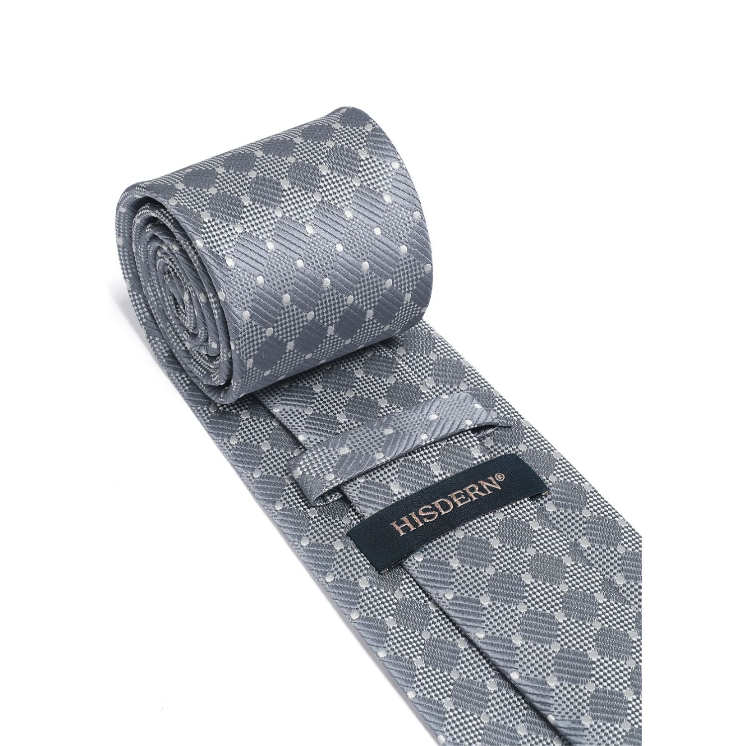 Plaid Tie Handkerchief Set - GREY