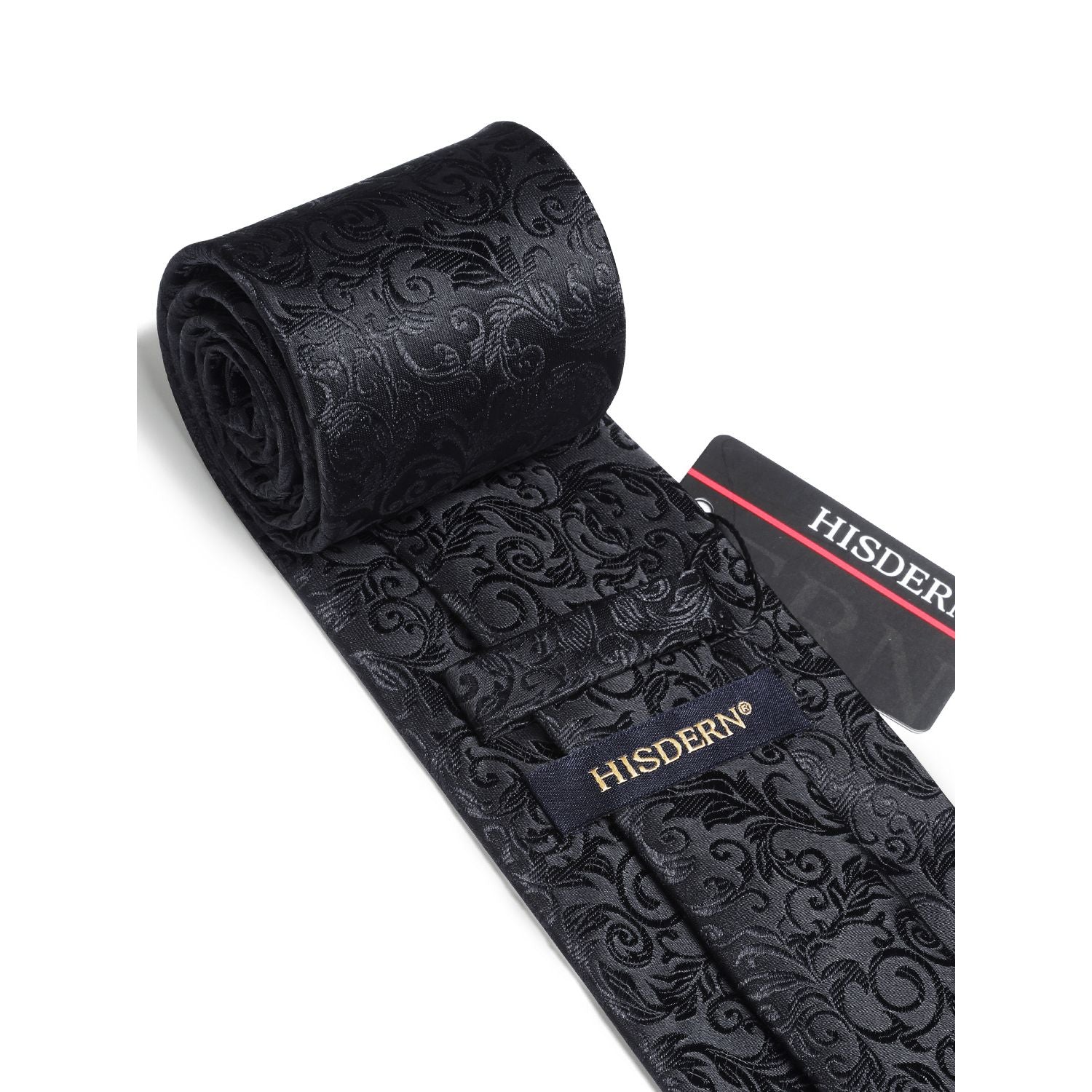 Paisley Tie Handkerchief Set - A26-BLACK