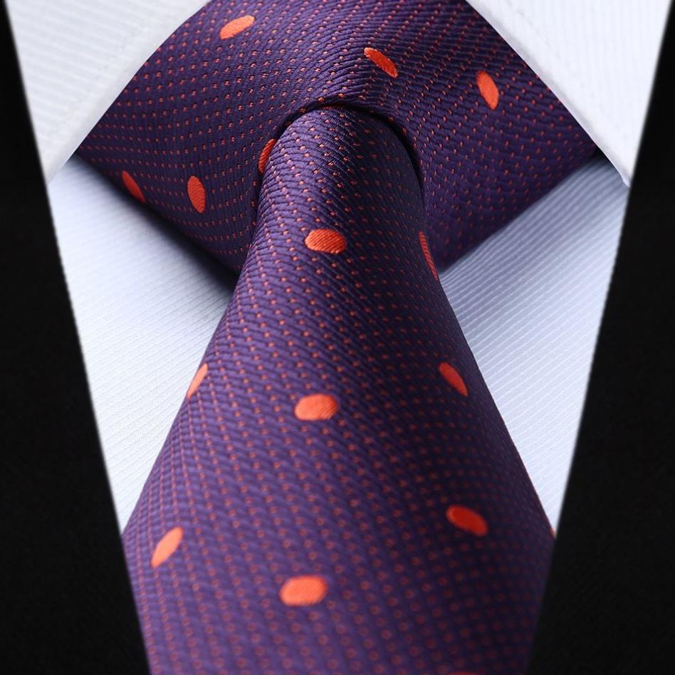 Polka Dot Tie Handkerchief Set - D-PURPLE/ORANGE