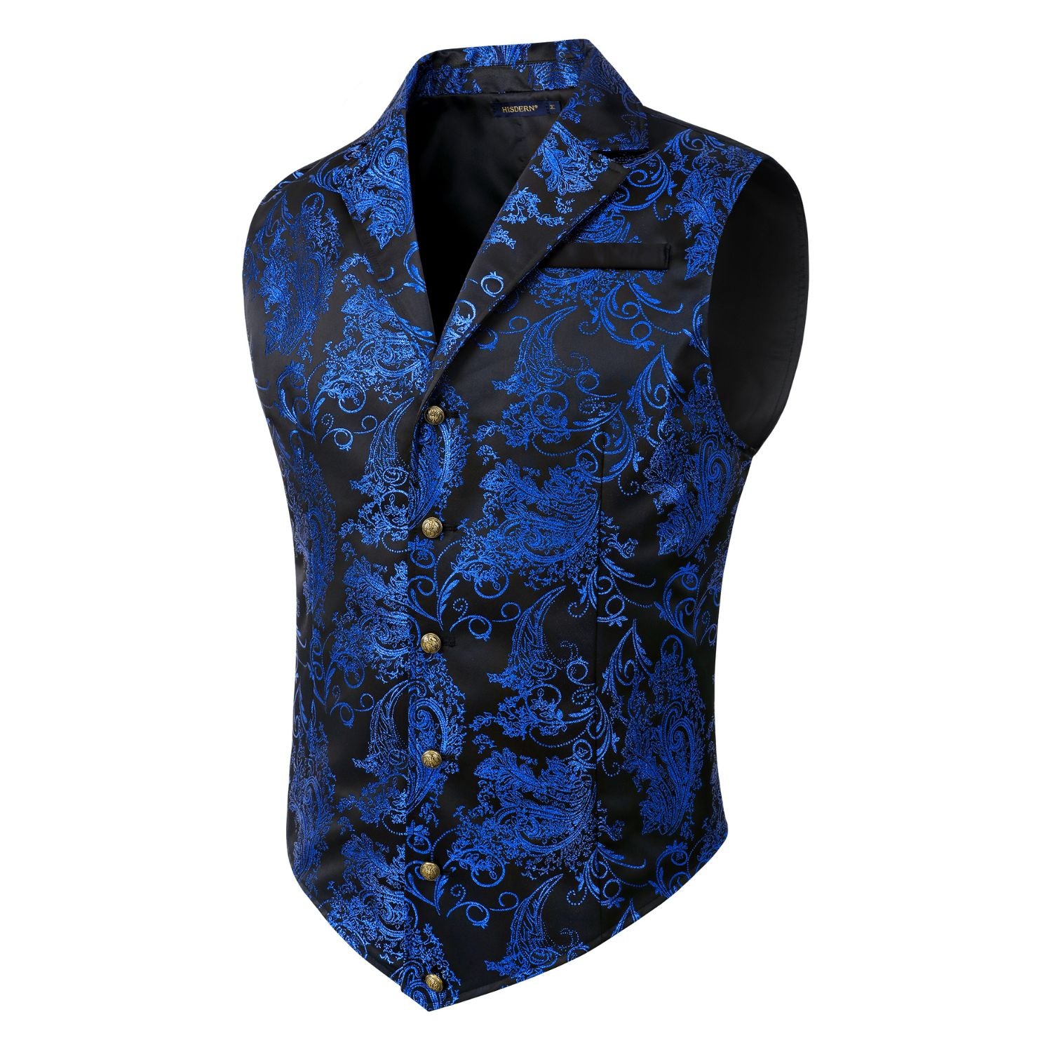Gothic Lapel Vest for Men - BLACK/BLUE-3