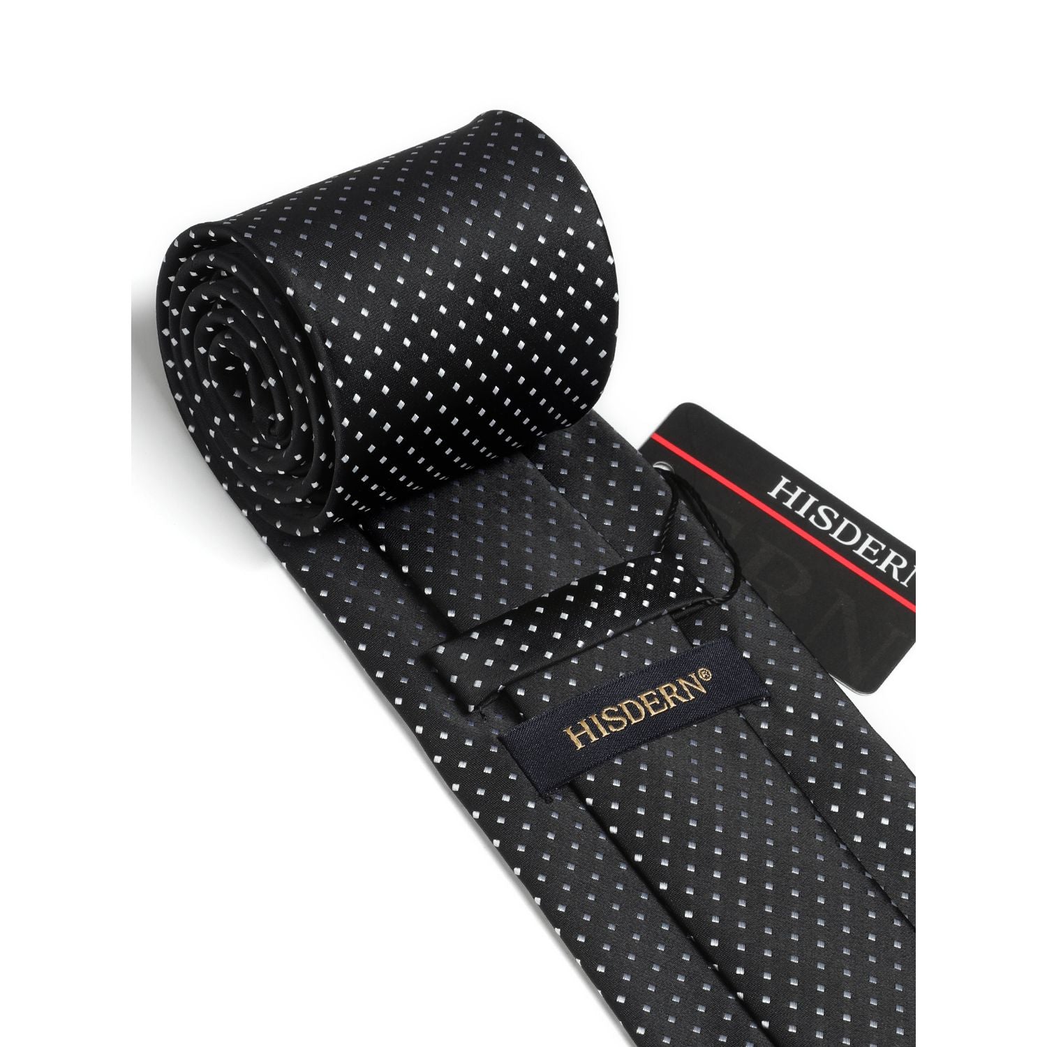 Polka Dot Tie Handkerchief Set - A3-BLACK/WHITE
