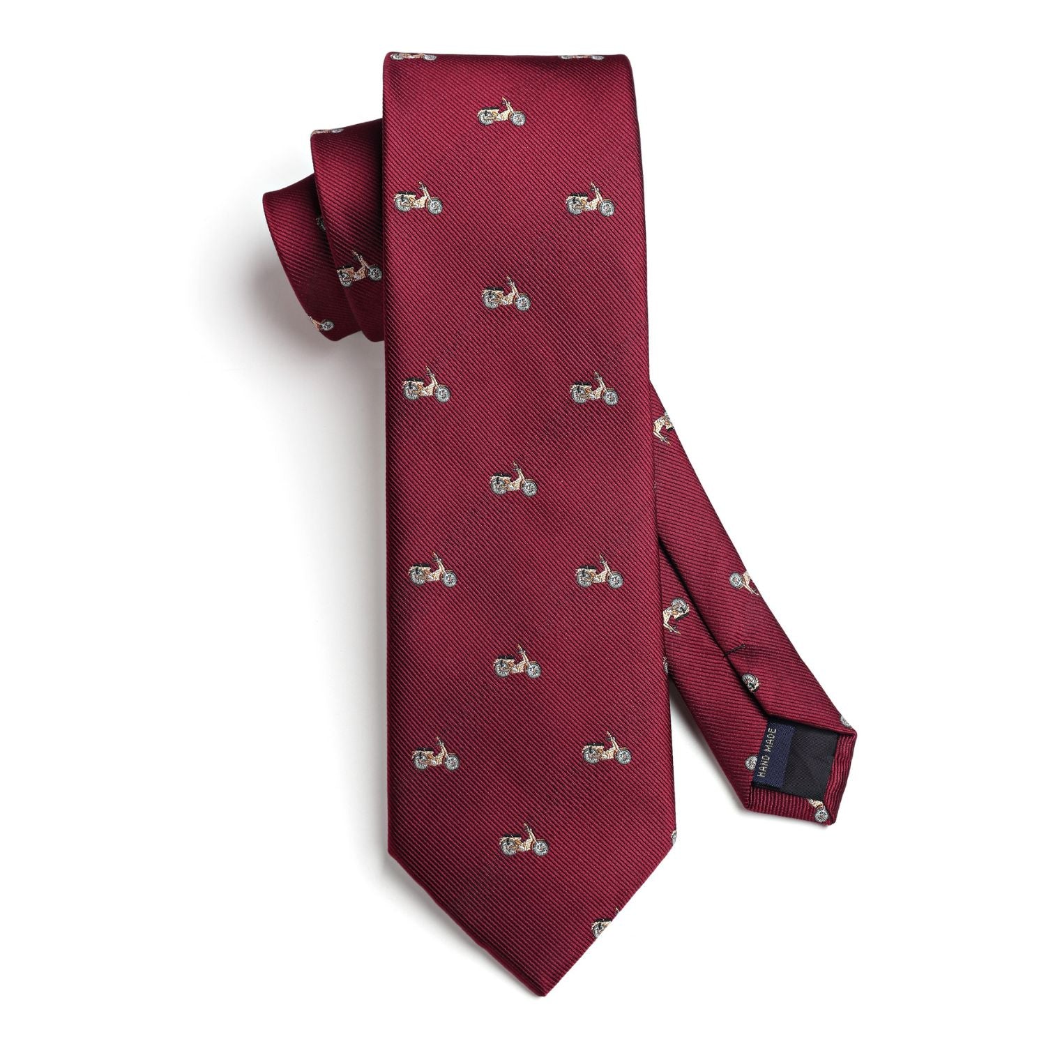 Pattern Tie Handkerchief Set - BURGUNDY-3