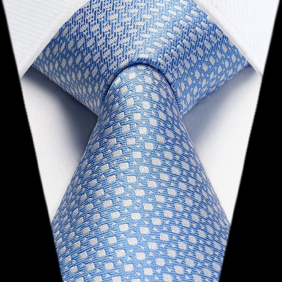 Houndstooth Tie Handkerchief Set - Z-LIGHT BLUE