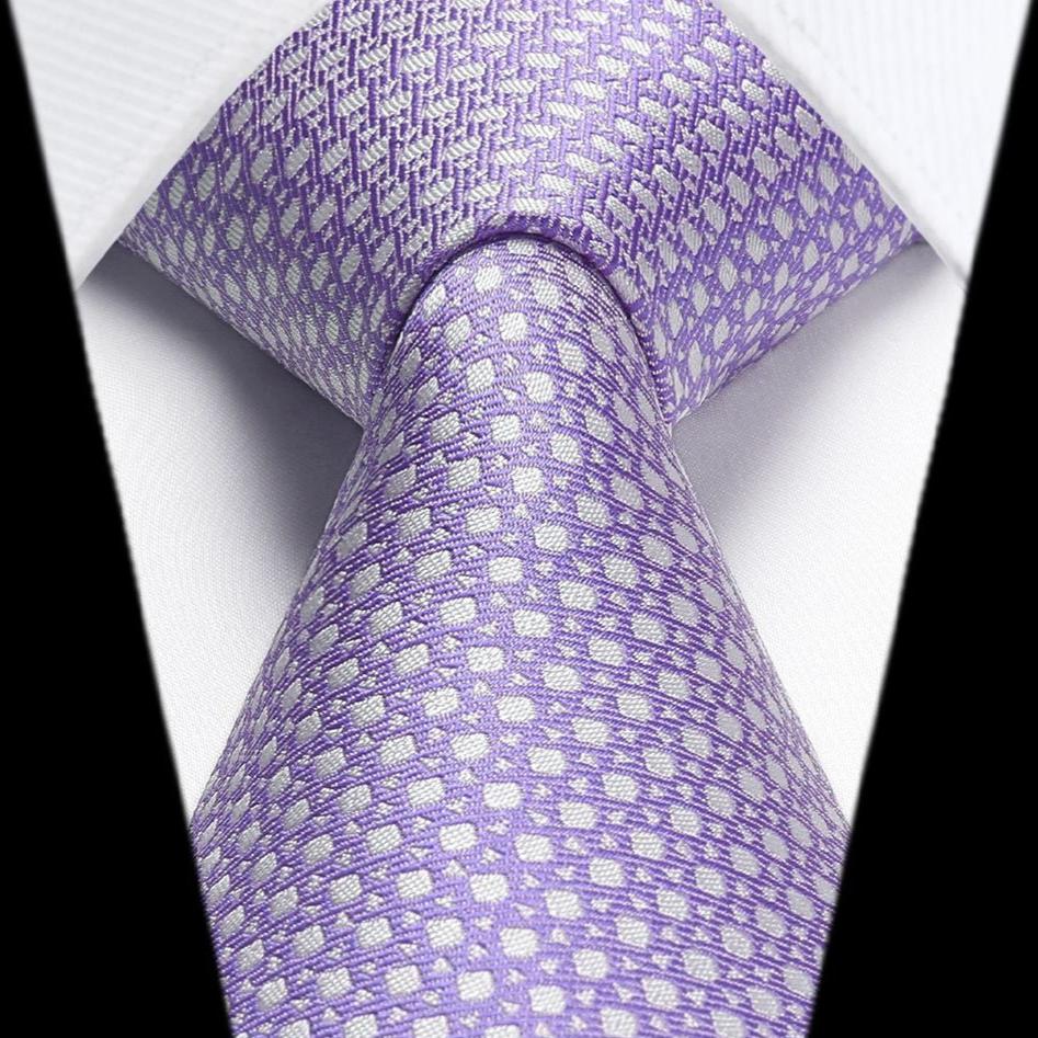Houndstooth Tie Handkerchief Set - F-LAVENDER