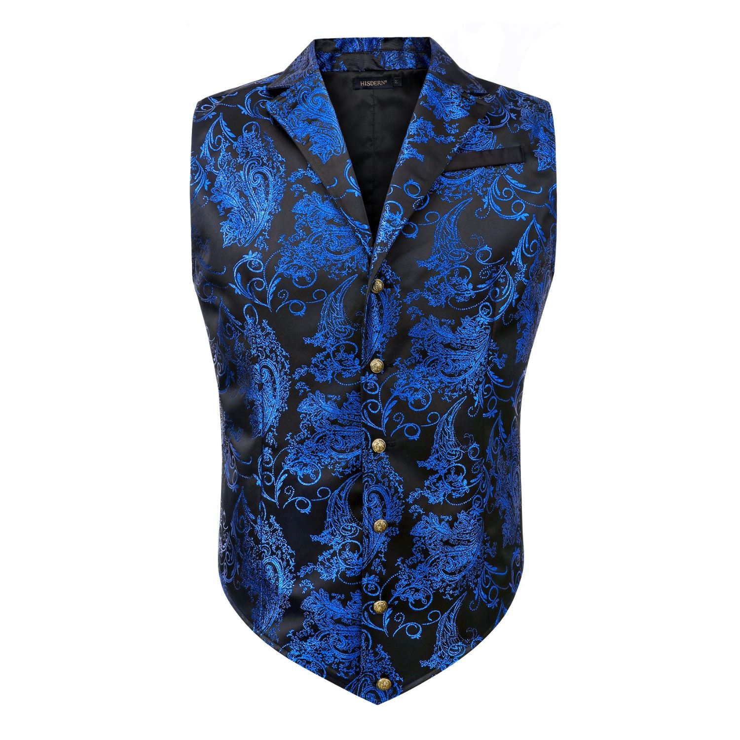 Gothic Lapel Vest for Men - BLACK/BLUE-3