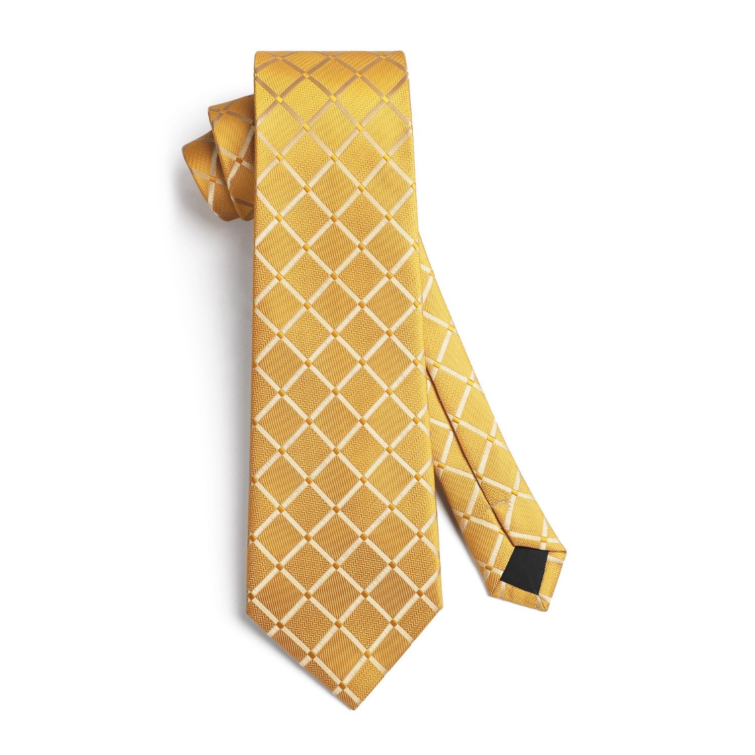 Plaid Tie Handkerchief Cufflinks Clip - GOLD