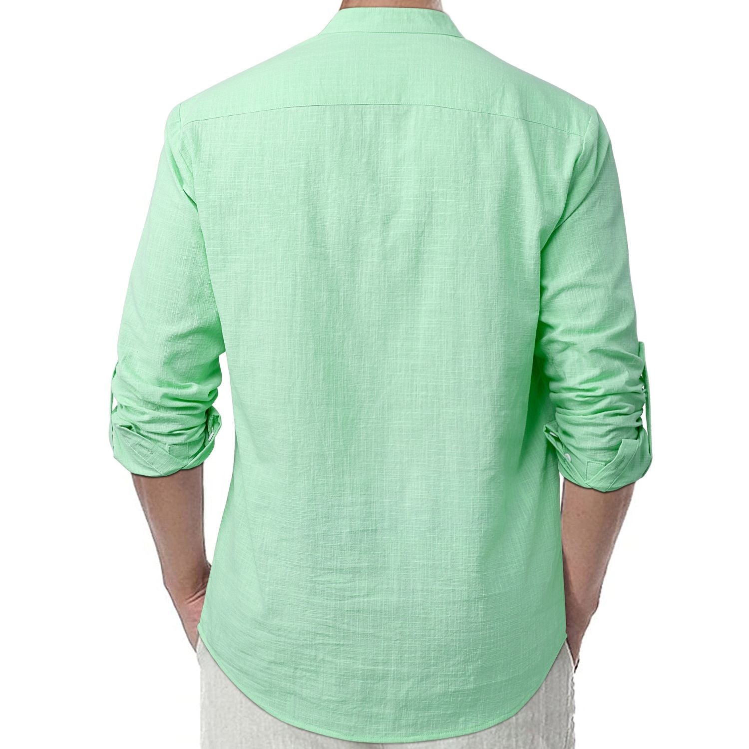 Casual Henley Shirt with Pocket - GREEN