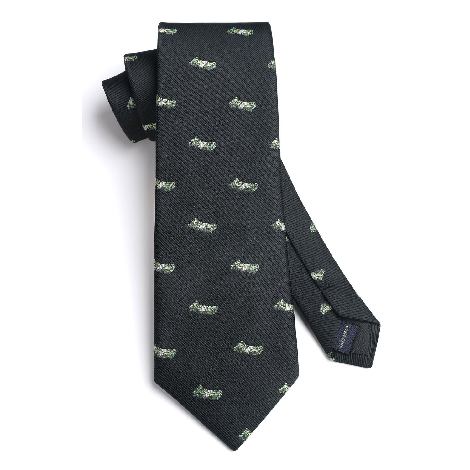 Pattern Tie Handkerchief Set - BLACK-2