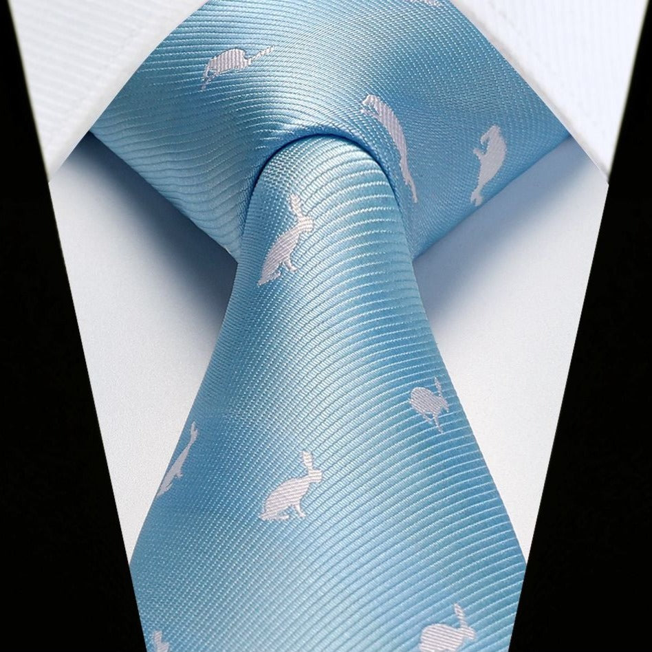 Rabbit Tie Handkerchief Set - LIGHT BLUE-1