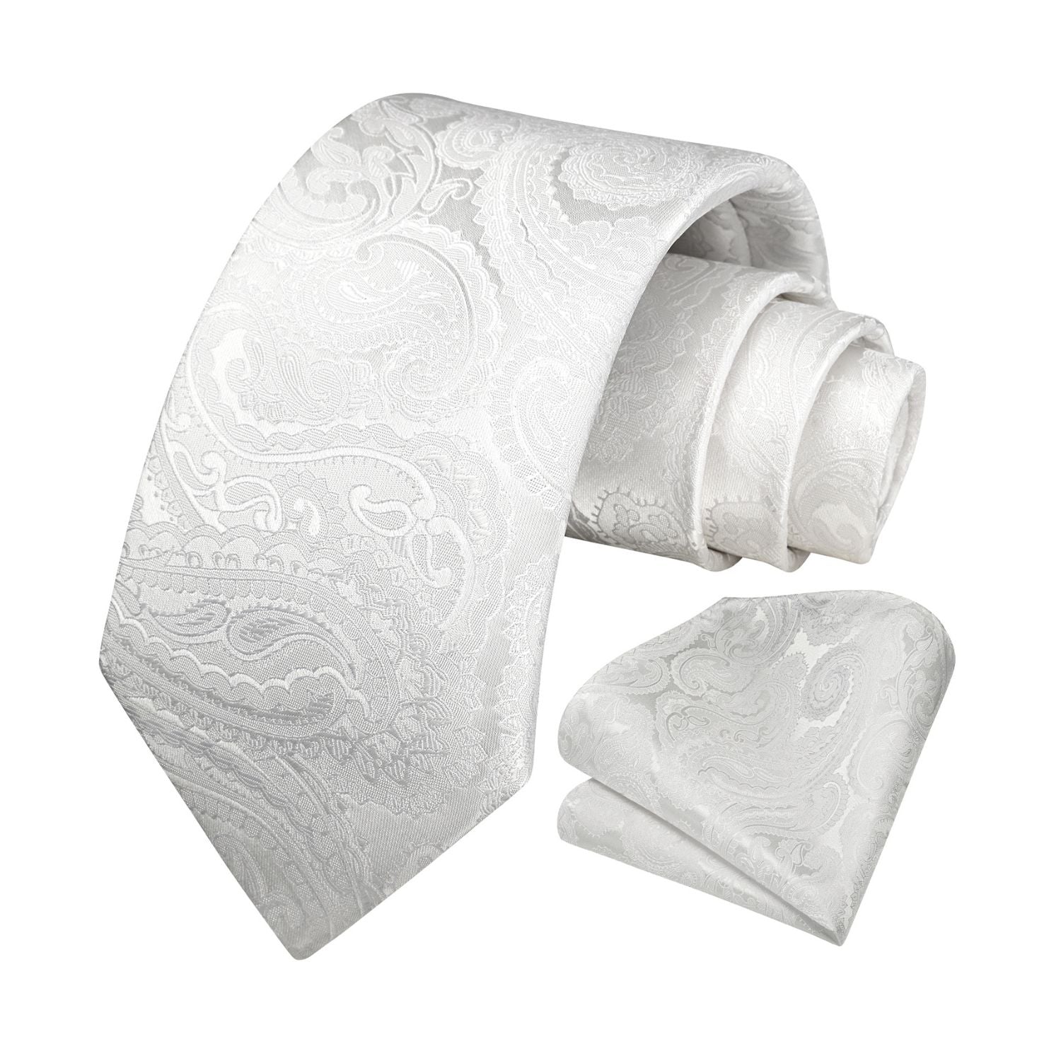 Paisley Tie Handkerchief Set - WHITE