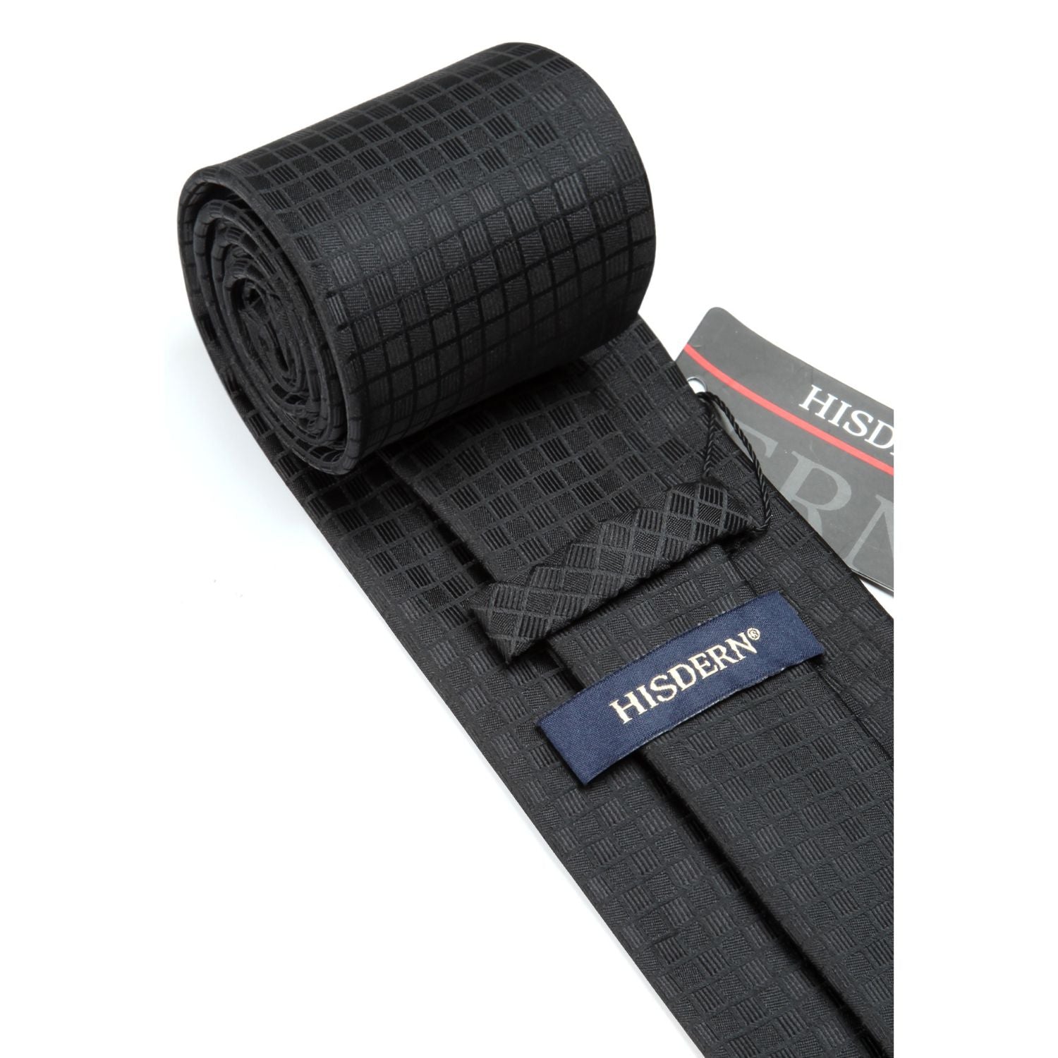 Plaid Tie Handkerchief Set - 071-BLACK CHECKERED