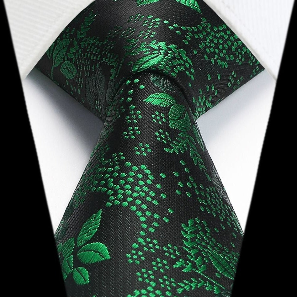 Floral Tie Handkerchief Set - X-GREEN
