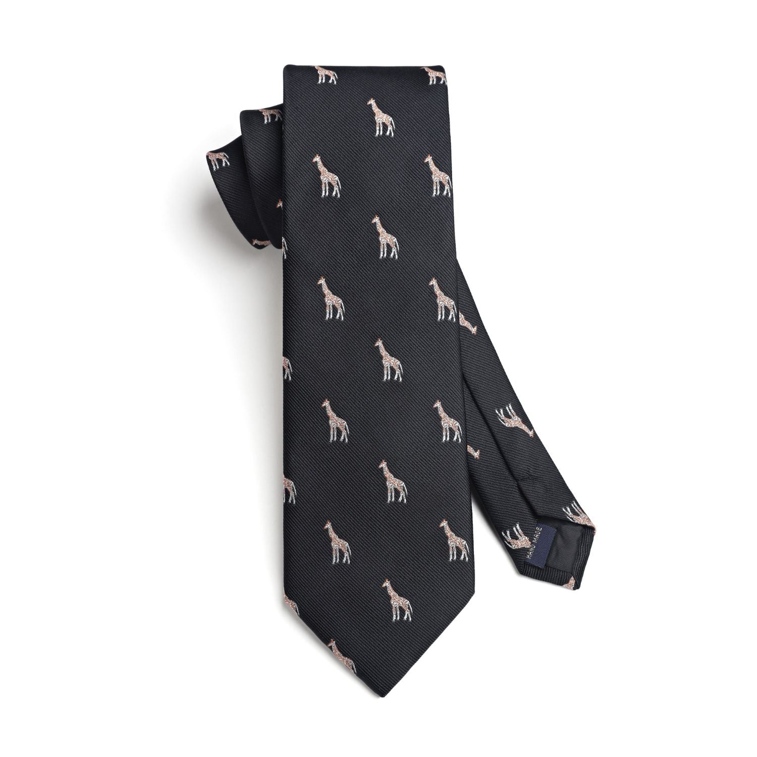 Giraffe Tie Handkerchief Set - BLACK