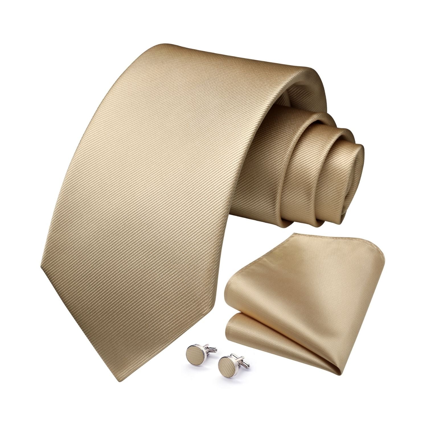 Solid Tie Handkerchief Cufflinks - CHAMPAGNE