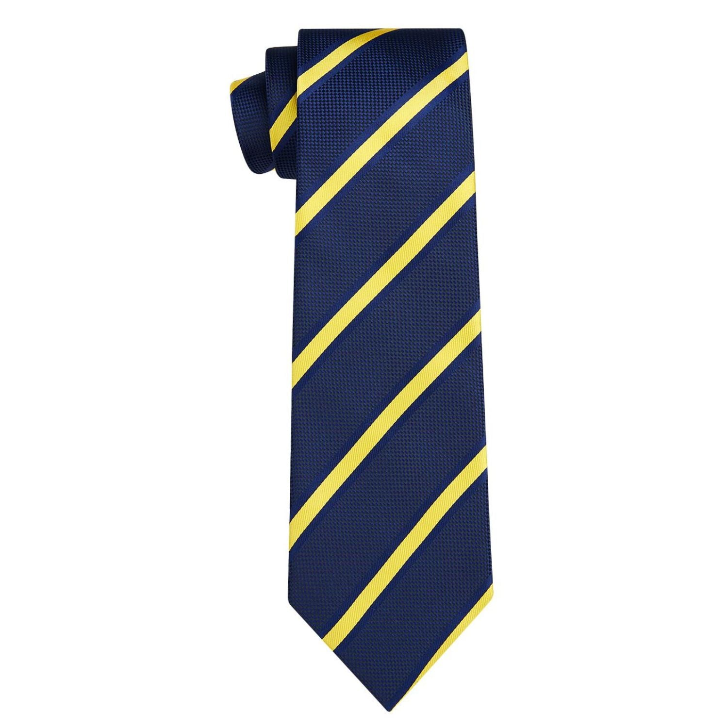 Stripe Tie Handkerchief Set - YELLOW/NAVY