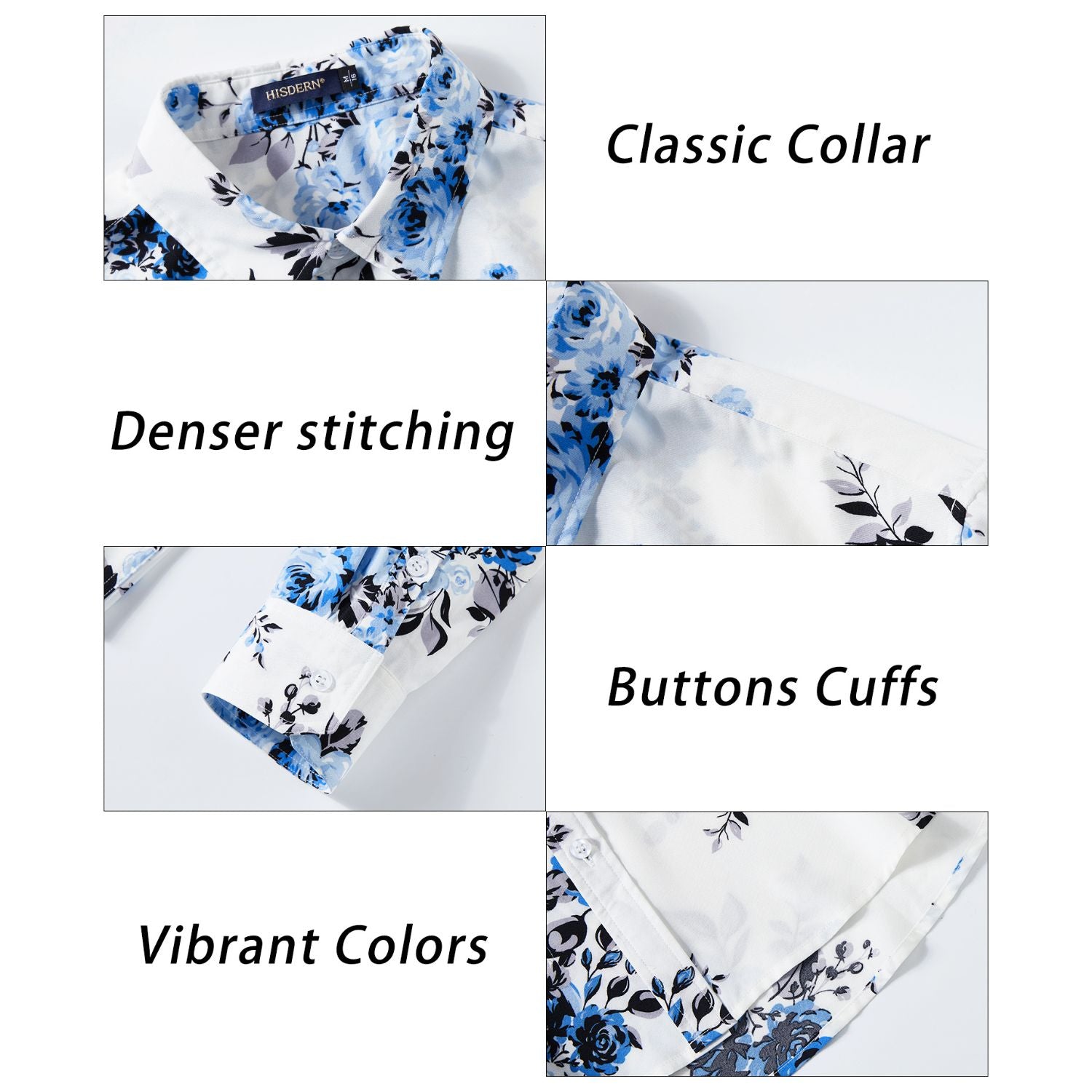 Casual Floral Fancy Shirt - Y-WHITE/BLUE