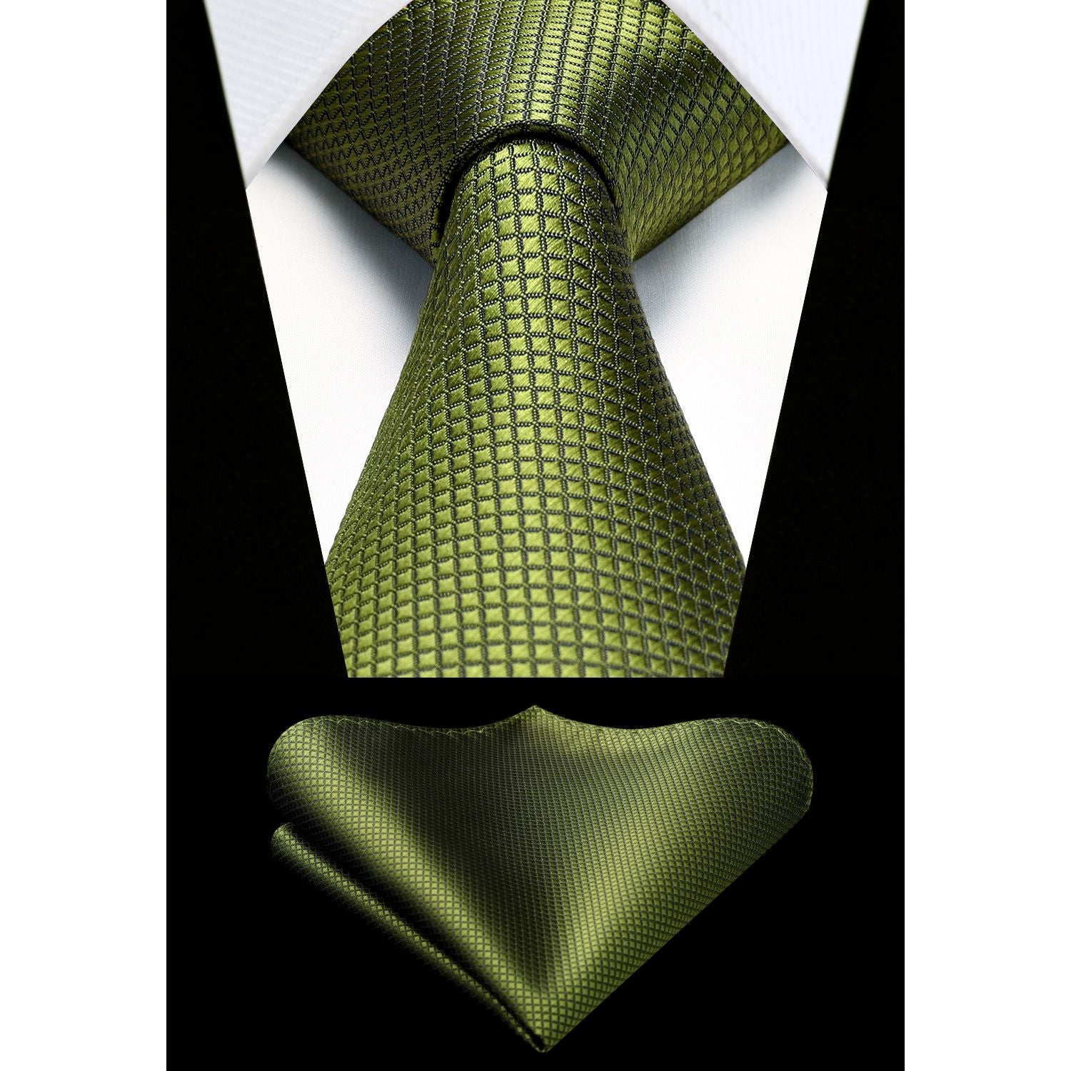 Plaid Tie Handkerchief Set - GOLD-4