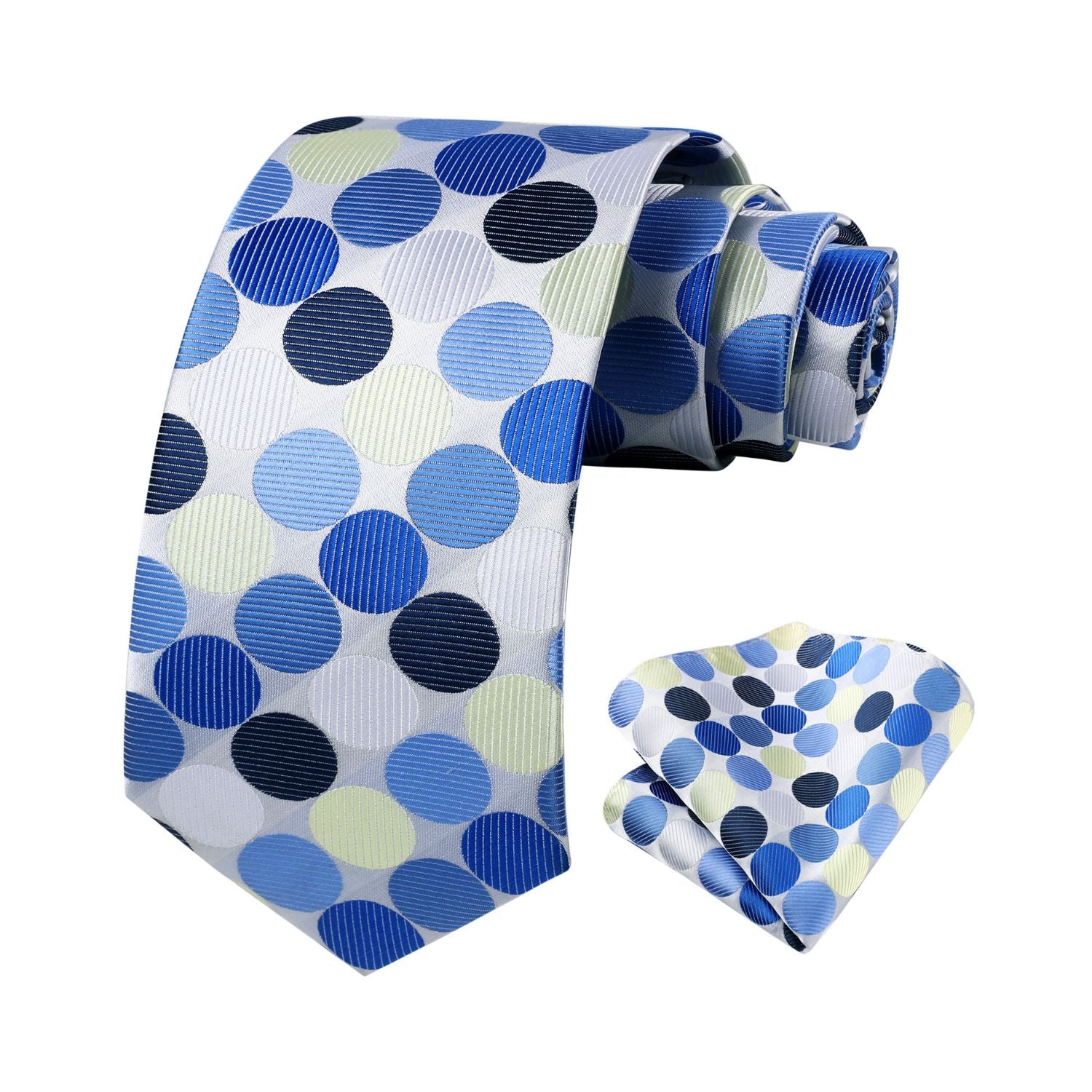Polka Dot Tie Handkerchief Set - D-BEIGE