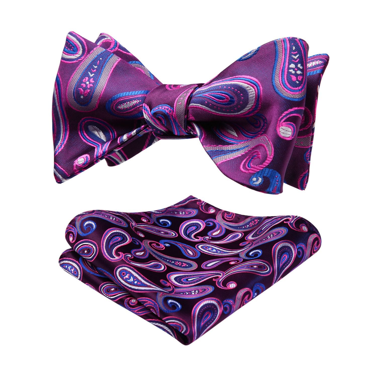 Paisley Bow Tie & Pocket Square - B-PURPLE/BLUE-2