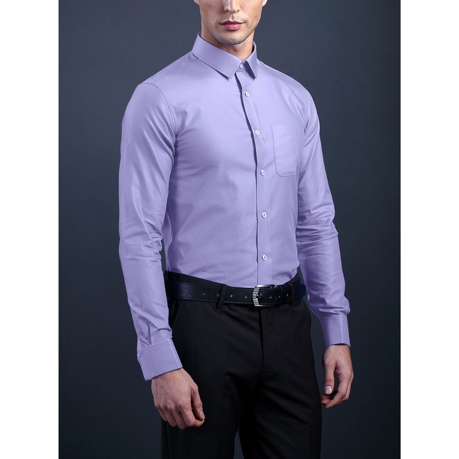 Casual Formal Shirt with Pocket - LIGHT PURPLE