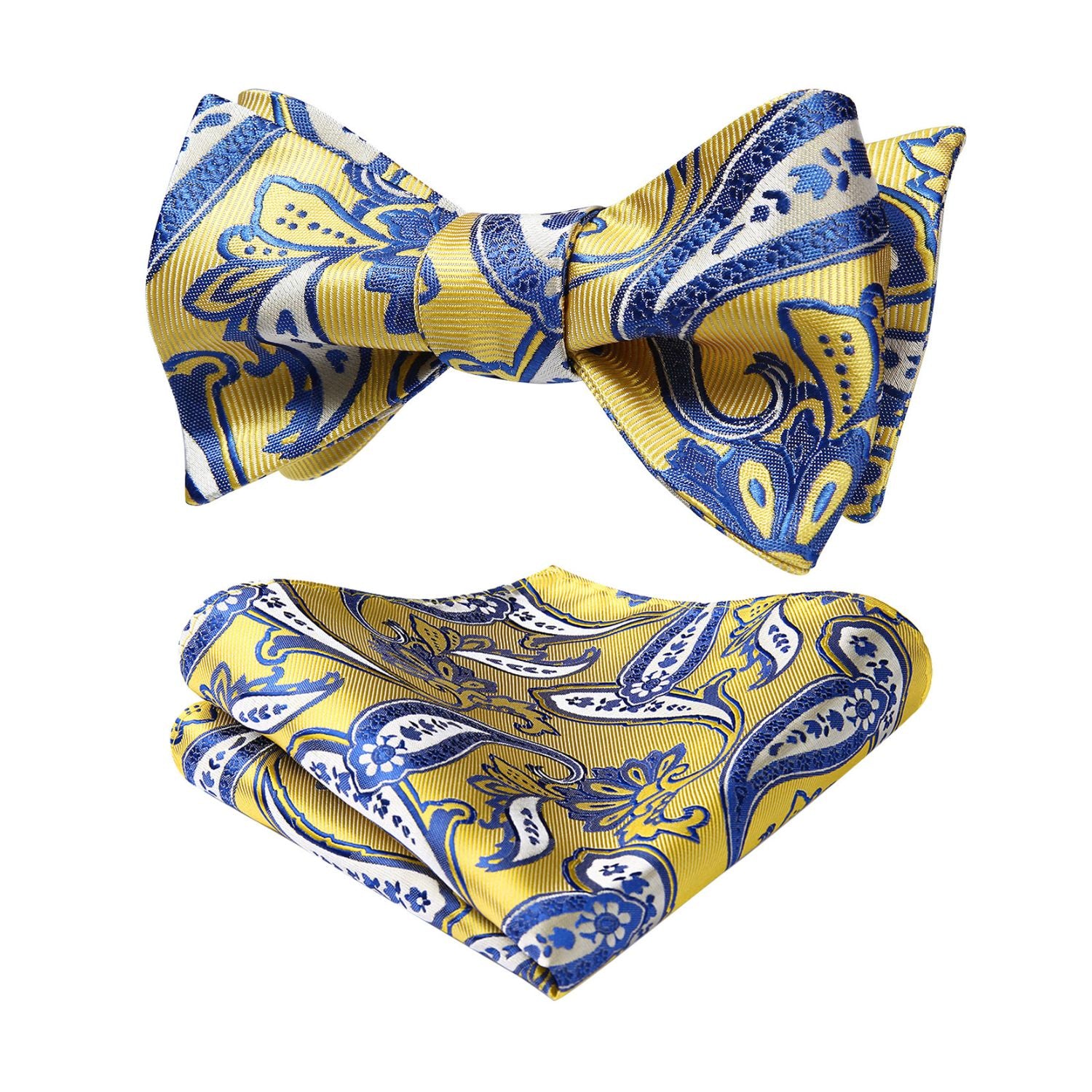 Paisley Bow Tie & Pocket Square - YELLOW-1