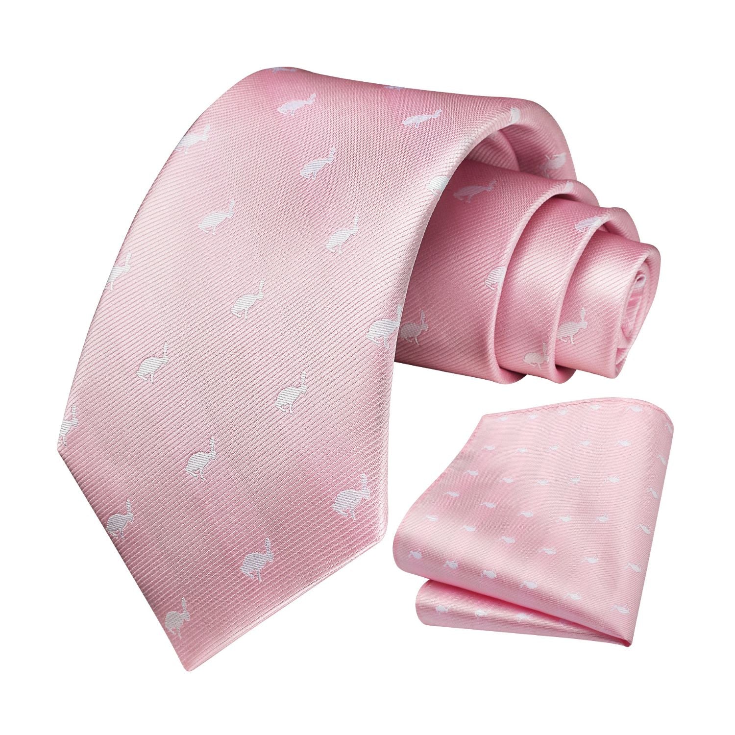 Houndstooth Tie Handkerchief Set - PINK