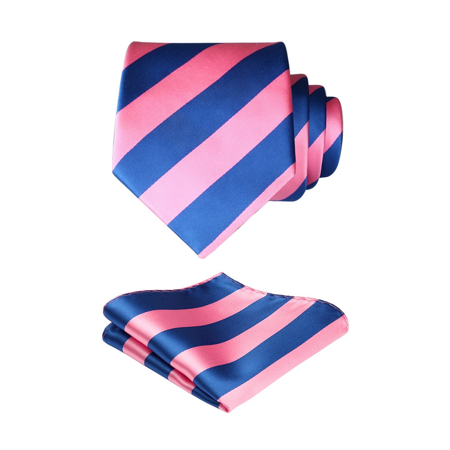 Stripe Tie Handkerchief Set - 03-PINK/BLUE