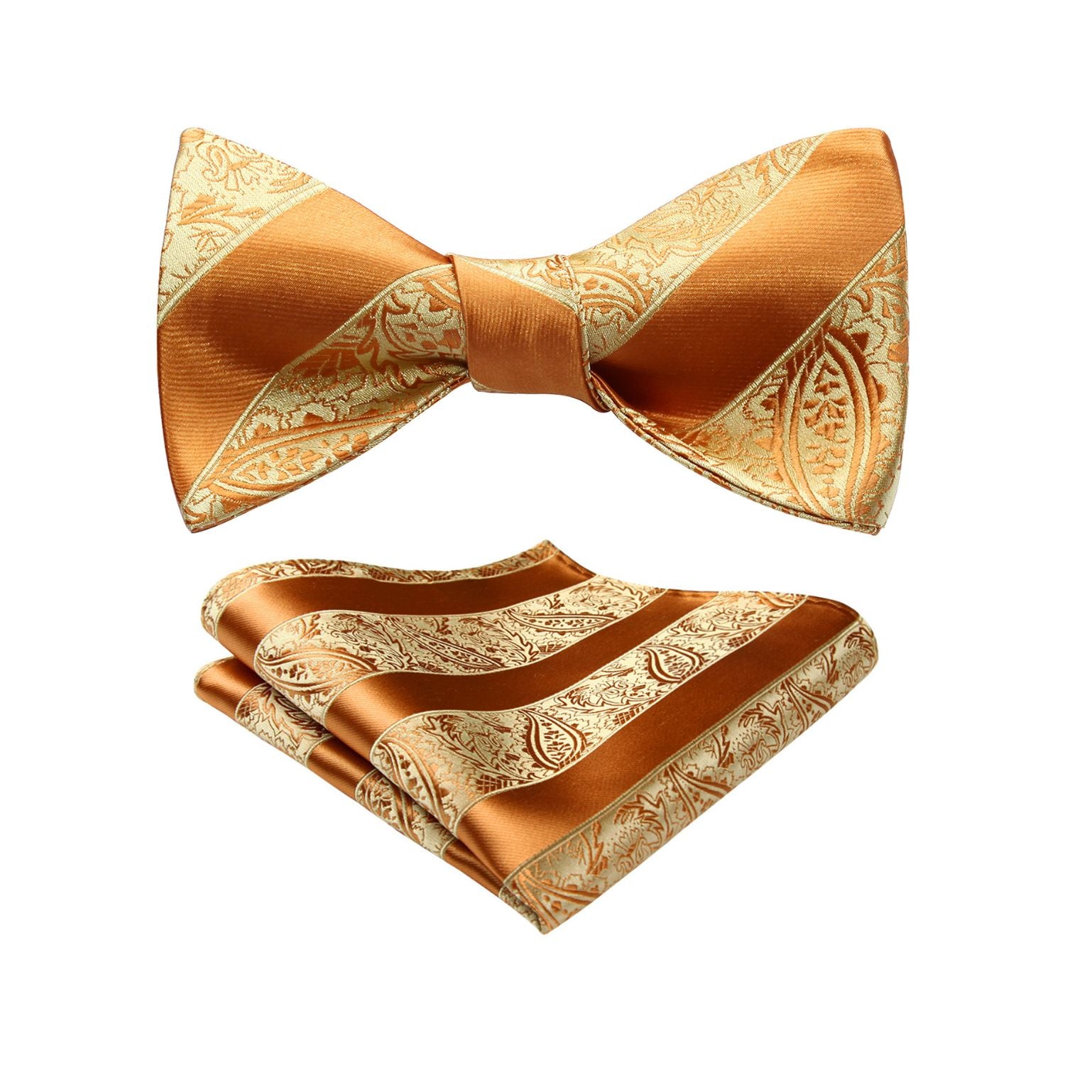 Stripe Bow Tie & Pocket Square - GOLDEN