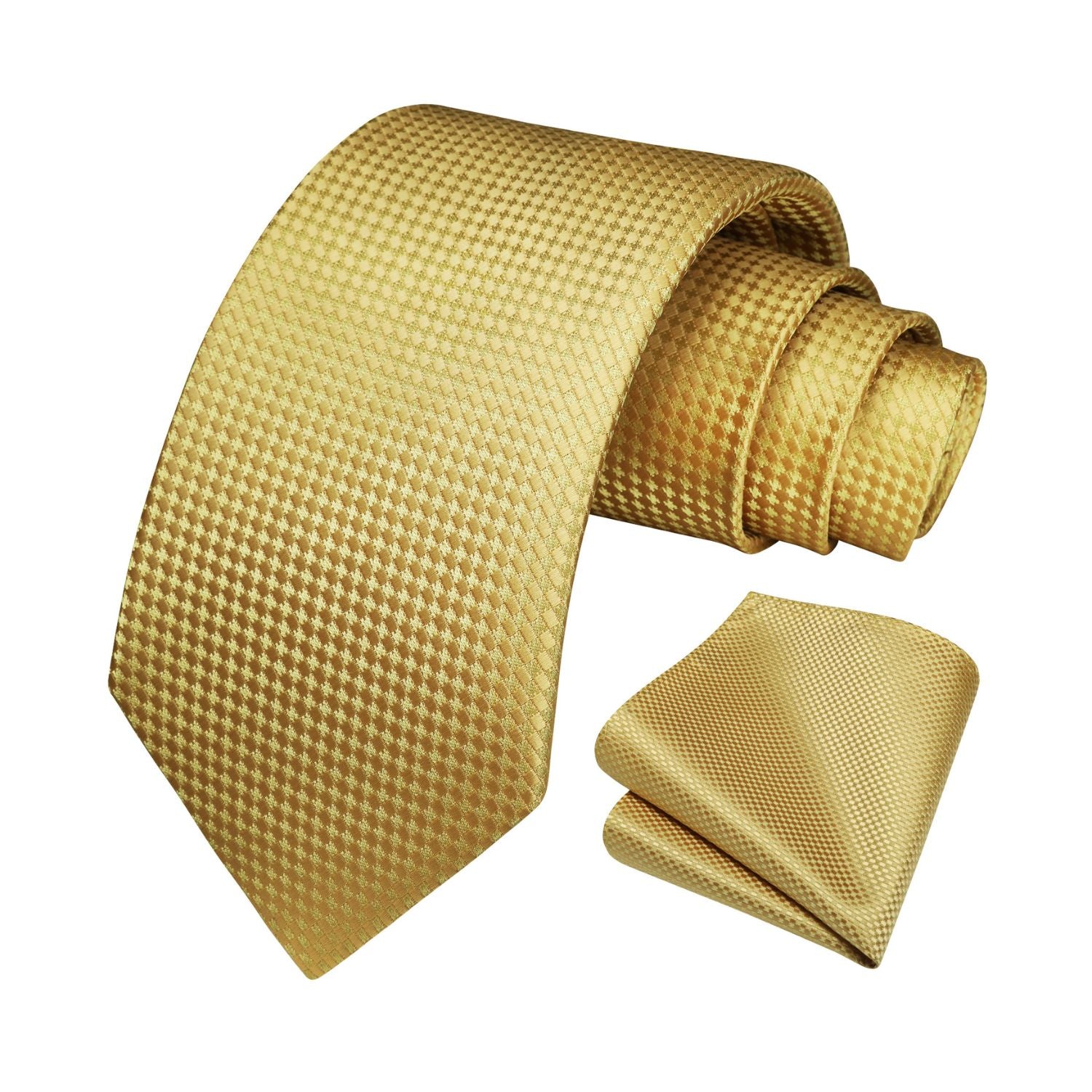 Houndstooth Tie Handkerchief Set - D-04 GOLD