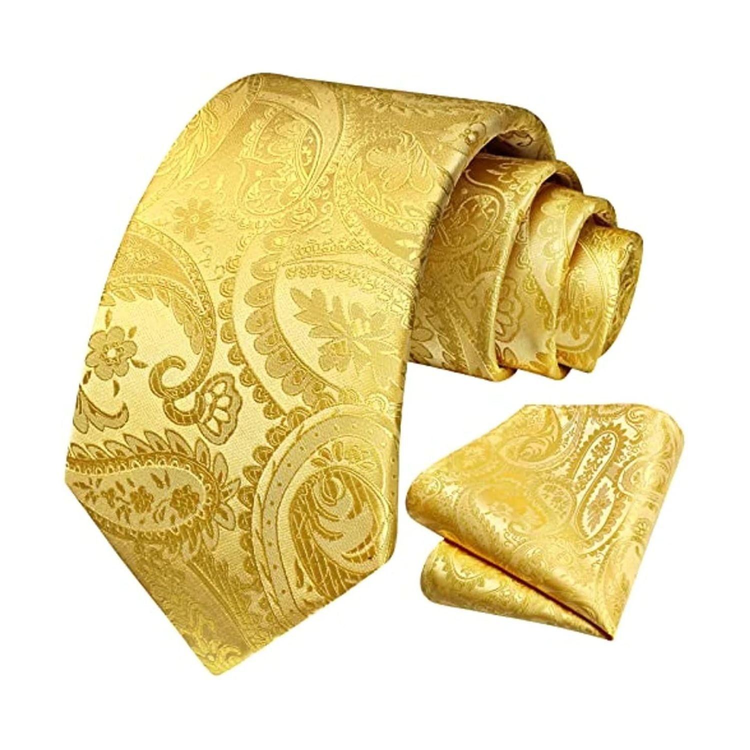 Paisley Tie Handkerchief Set - E5-SUNSHINE YELLOW
