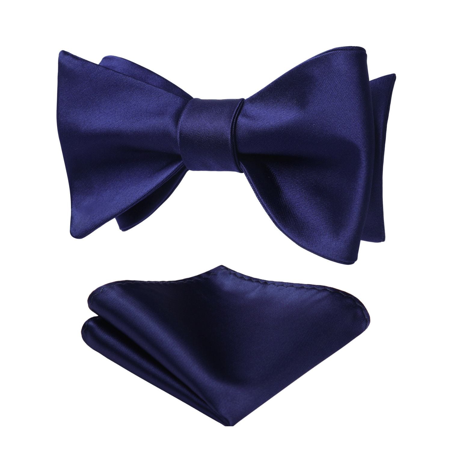 Solid Bow Tie & Pocket Square - D3-NAVY BLUE